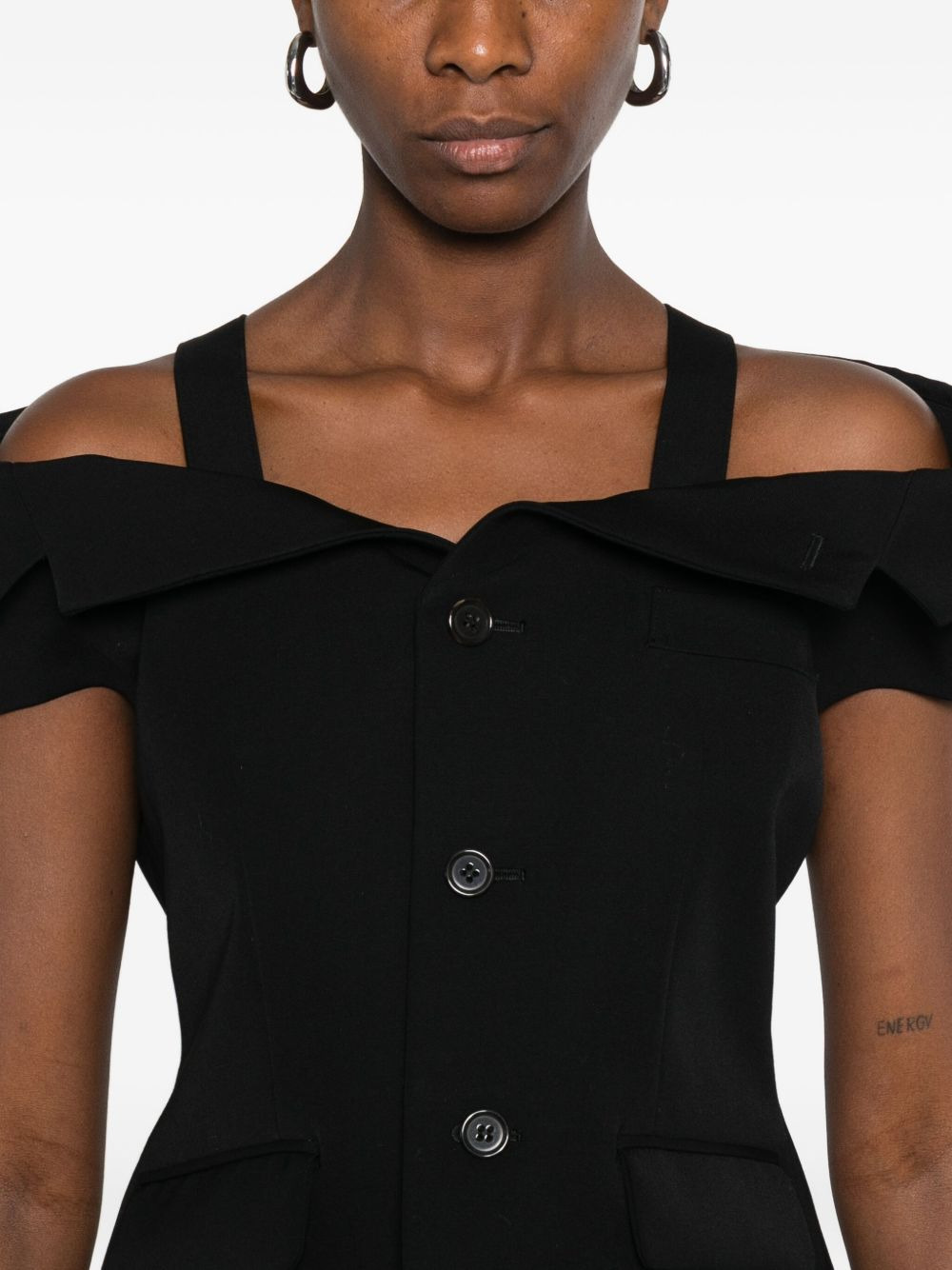 off-the-shoulder fitted jacket - 5