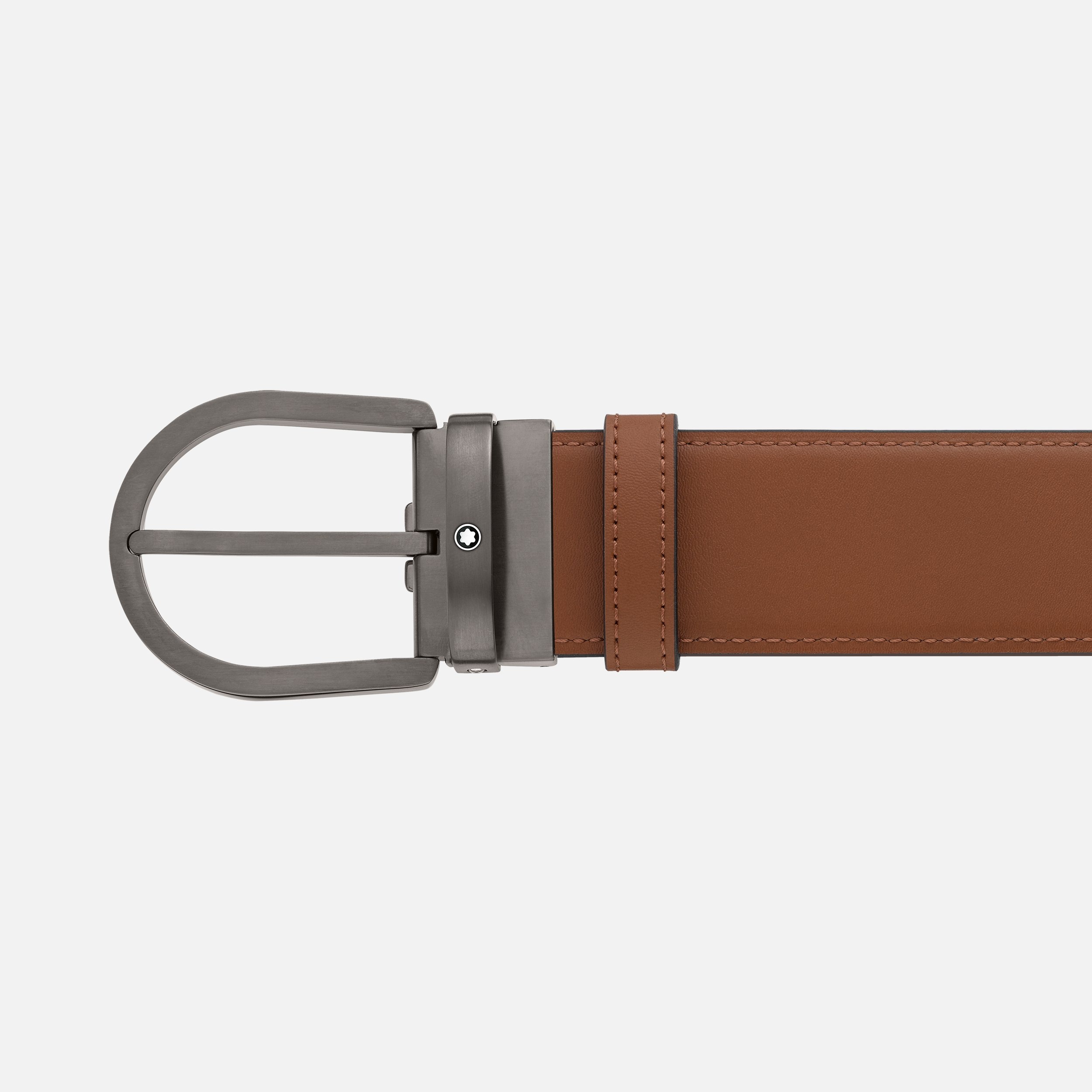 Horseshoe buckle black/brown 40 mm reversible leather belt - 3
