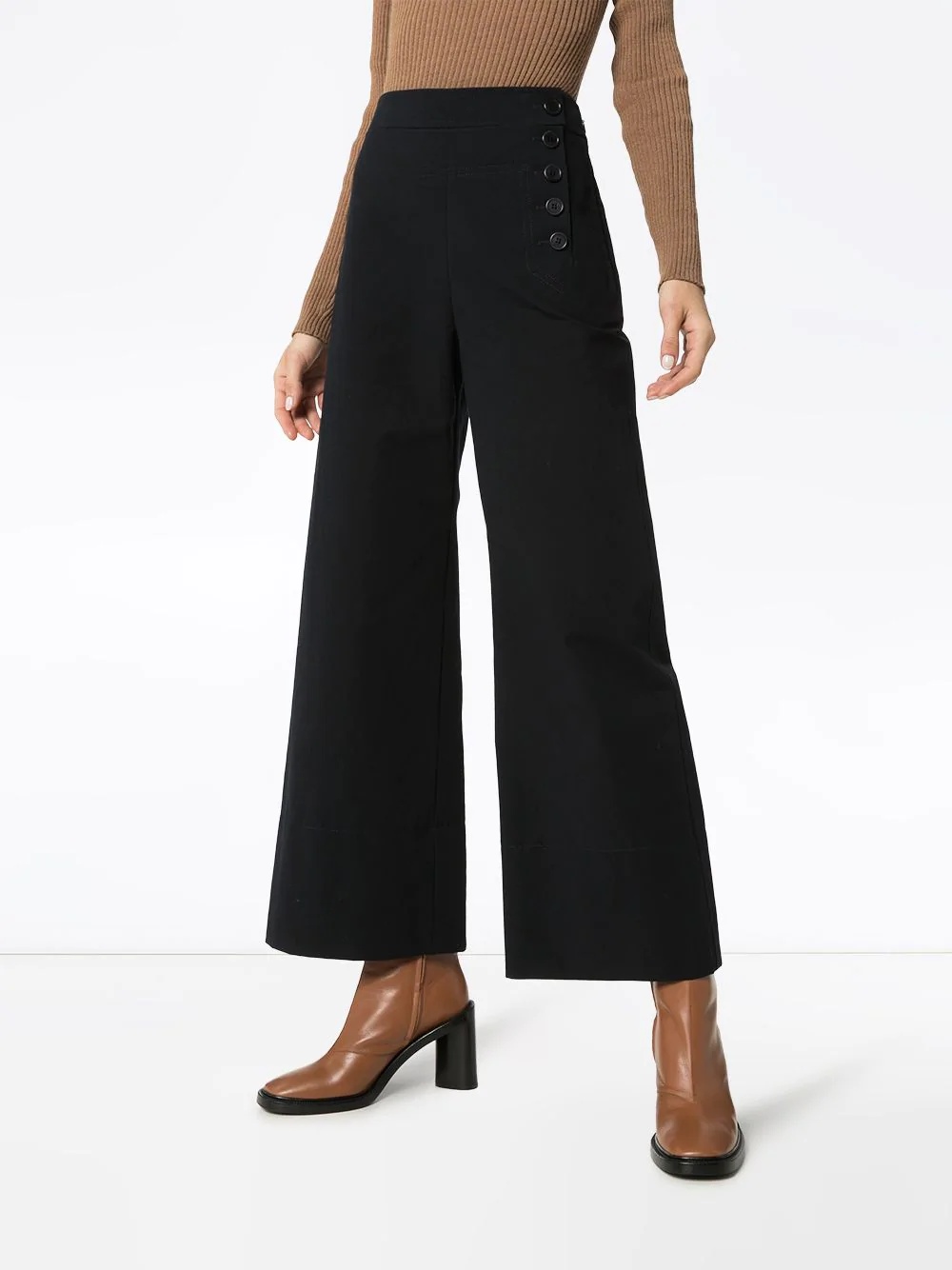 buttoned flared trousers - 3