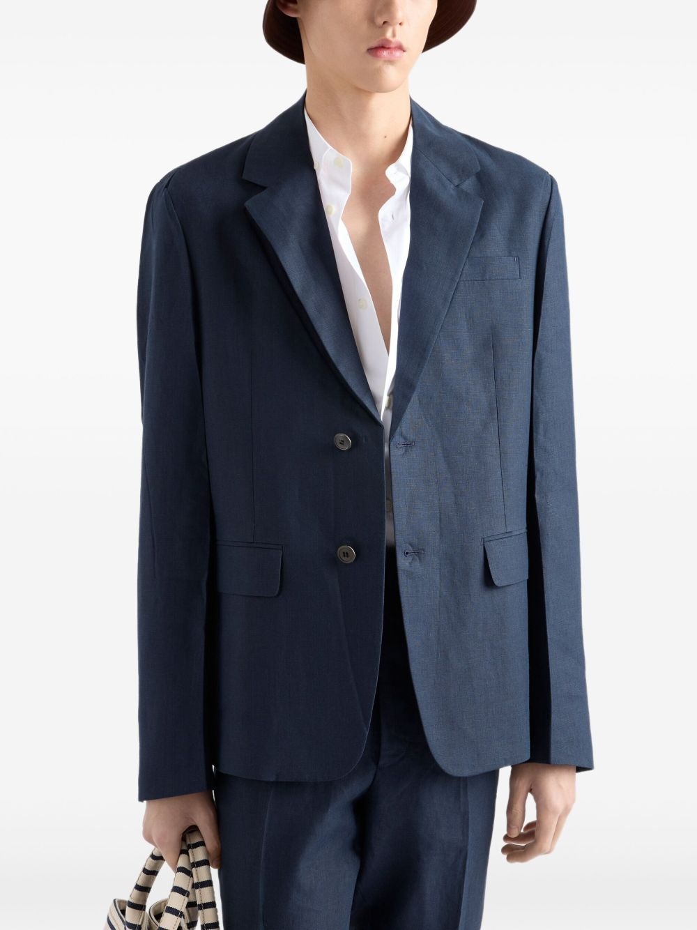 single-breasted linen blazer - 4