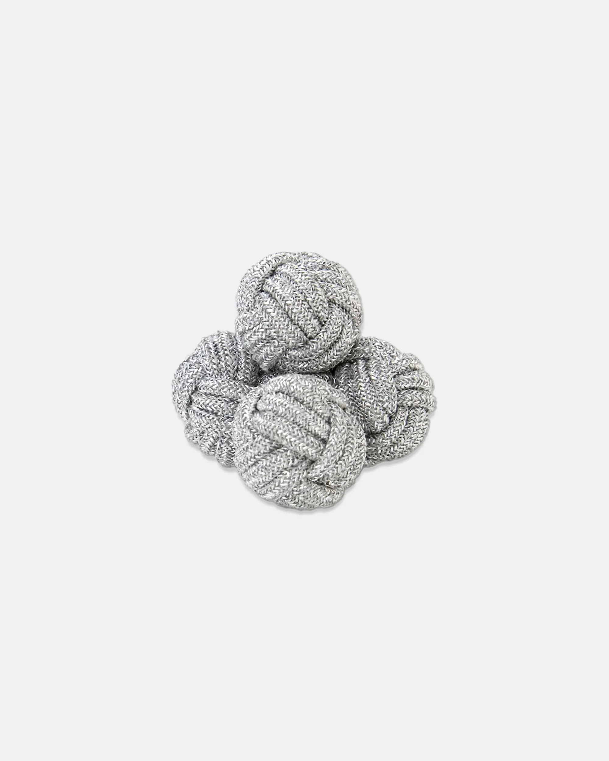 SILVER MONKEY'S FIST SILK KNOT CUFFLINKS - 1