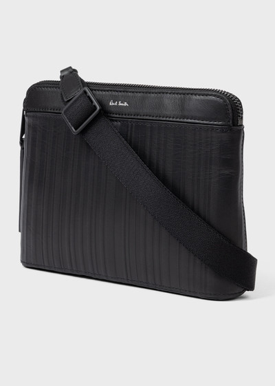 Paul Smith Black Leather 'Shadow Stripe' Musette Bag outlook