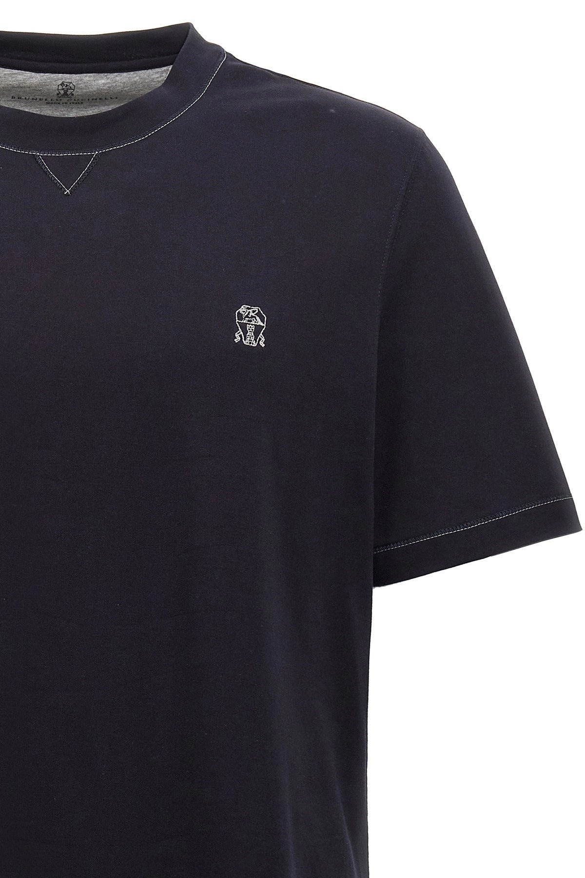 Brunello Cucinelli Men Logo Embroidery T-Shirt - 3