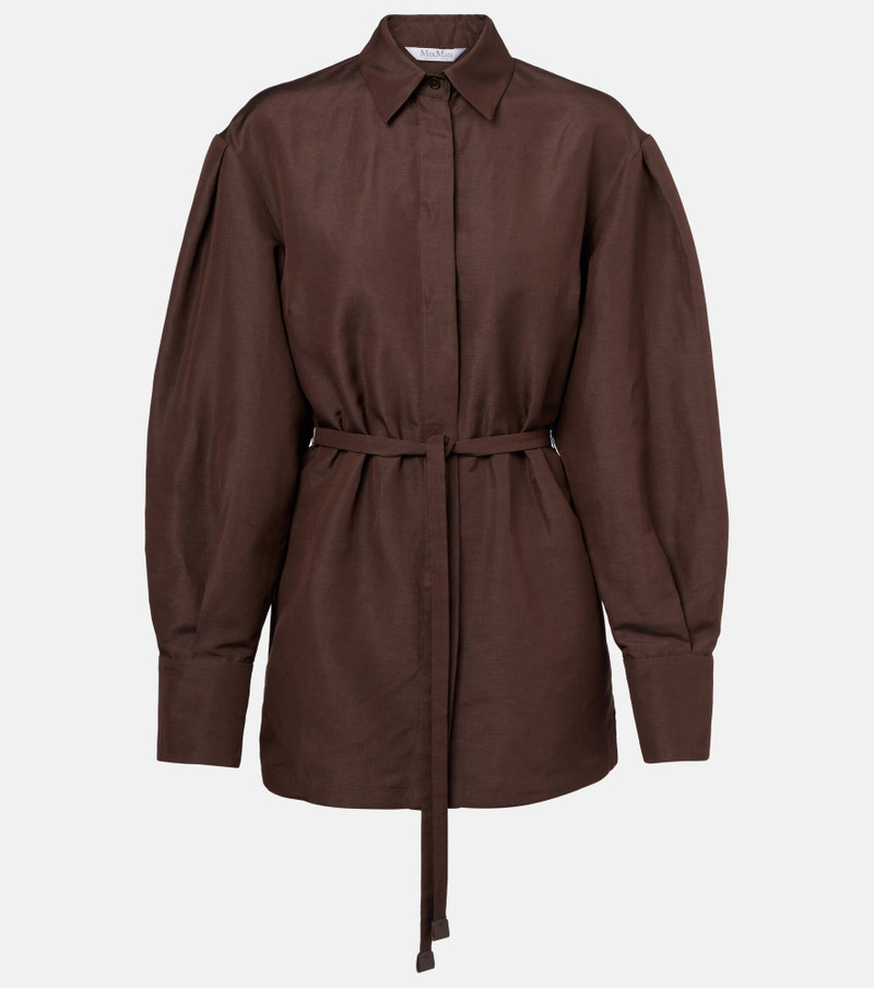 Affari belted linen and silk shirt - 1