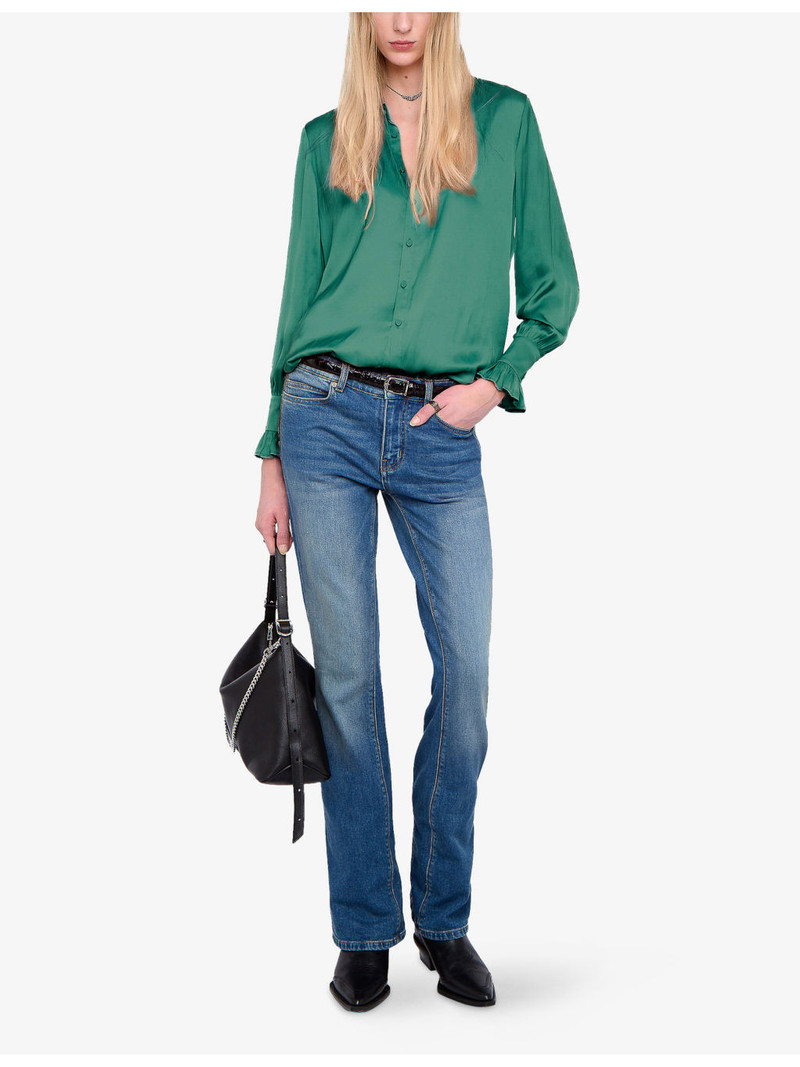 Zadig & Voltaire Thely Wing-Embellished Satin shirt outlook