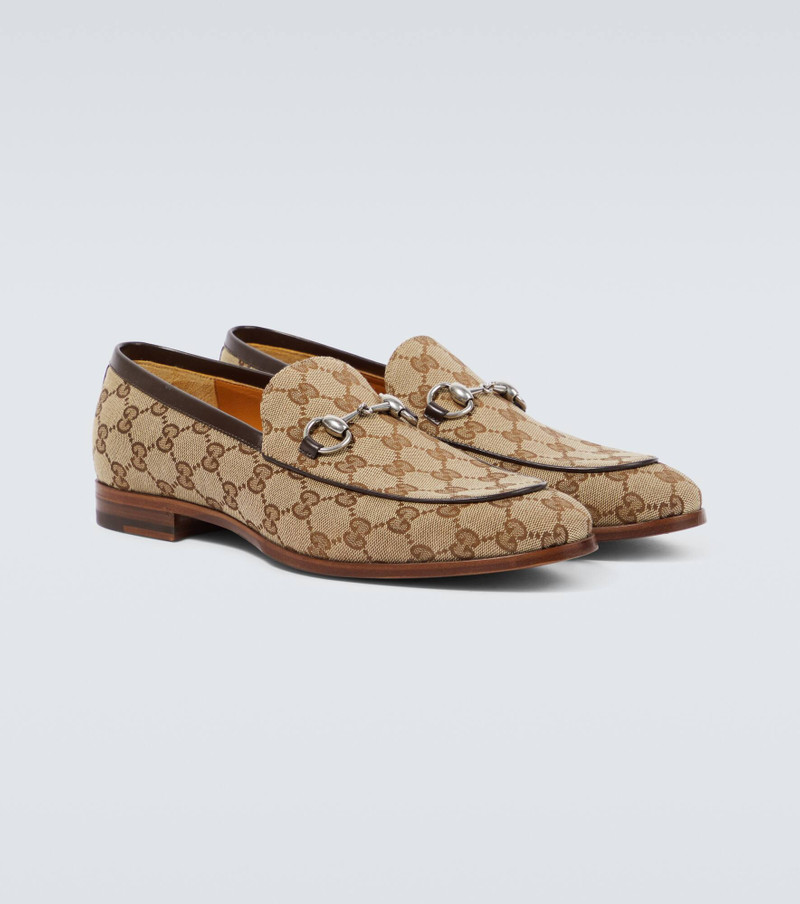 Horsebit GG canvas leather-trimmed loafers 5