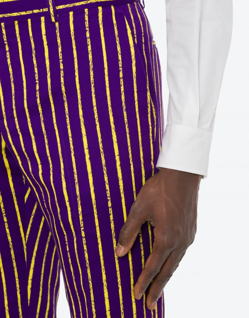 PINSTRIPES PRINT TWILL FLARE TROUSERS 4