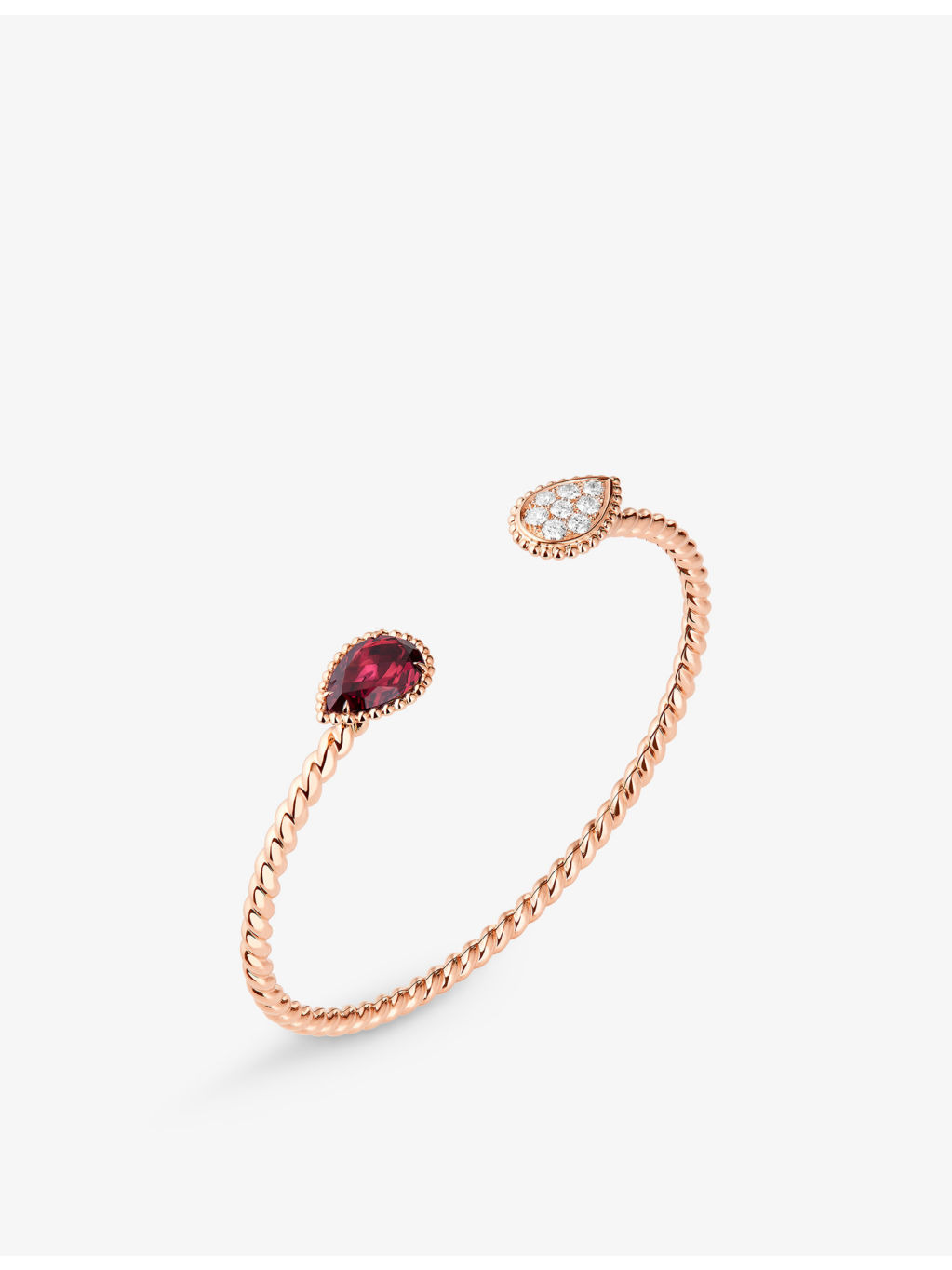 Serpent Bohème 18ct pink-gold, 0.32ct brilliant-cut diamond and 2.56ct rhodolite bangle bracelet - 3