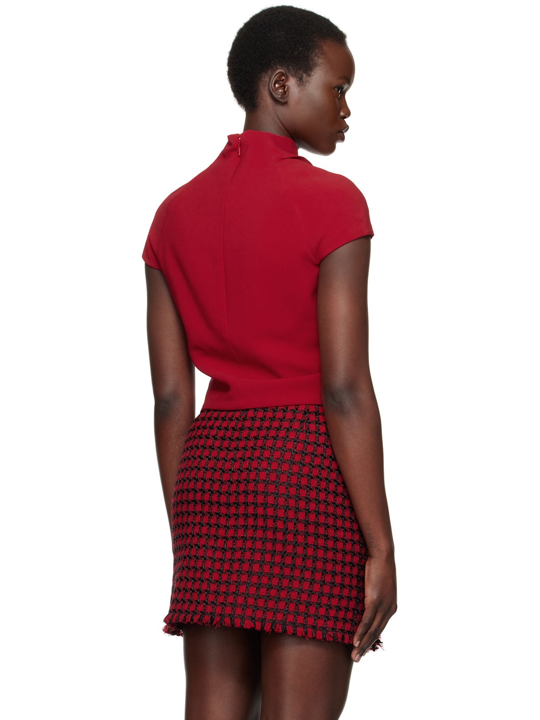 Red Cady Draped-Neck Top - 3