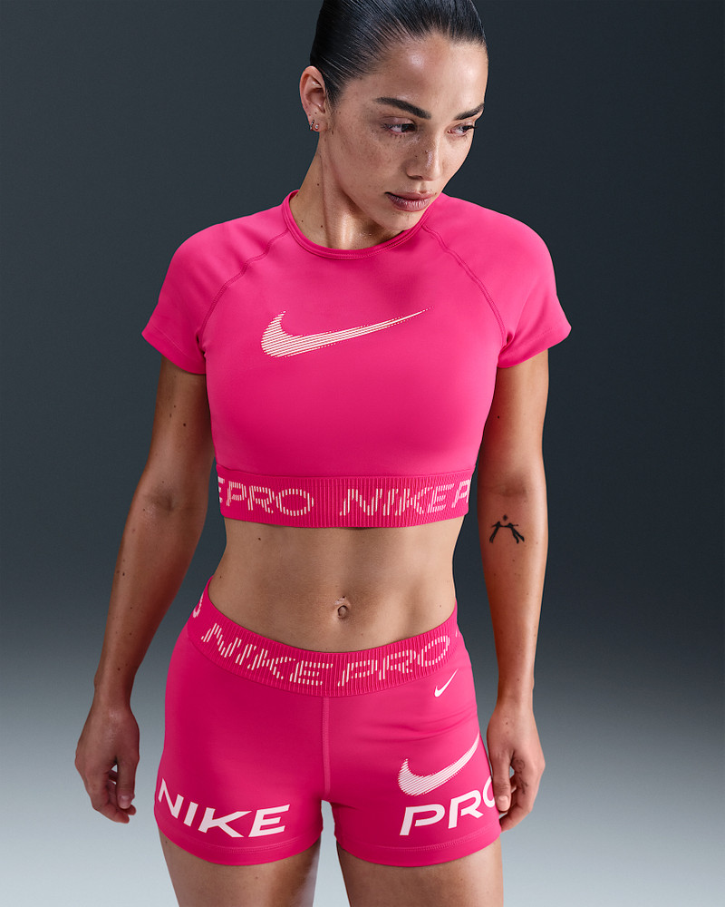 Nike Pro Women's Dri-FIT Short-Sleeve Cropped Graphic Top 1