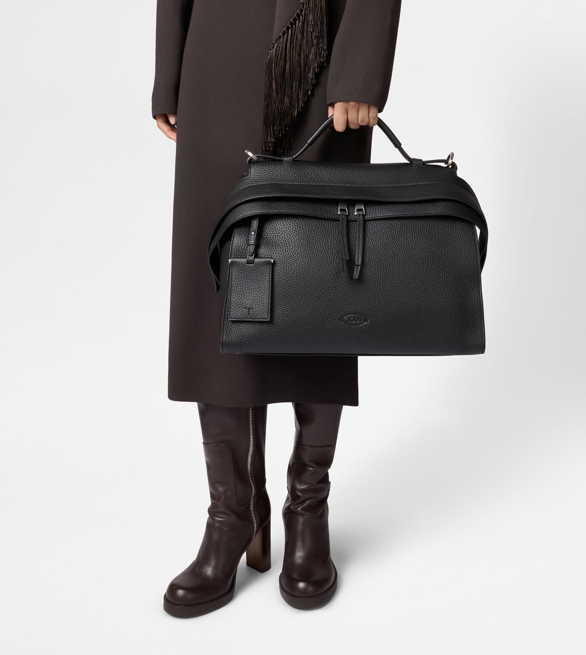 TOD'S WAVE BAG IN LEATHER LARGE - BLACK - 12