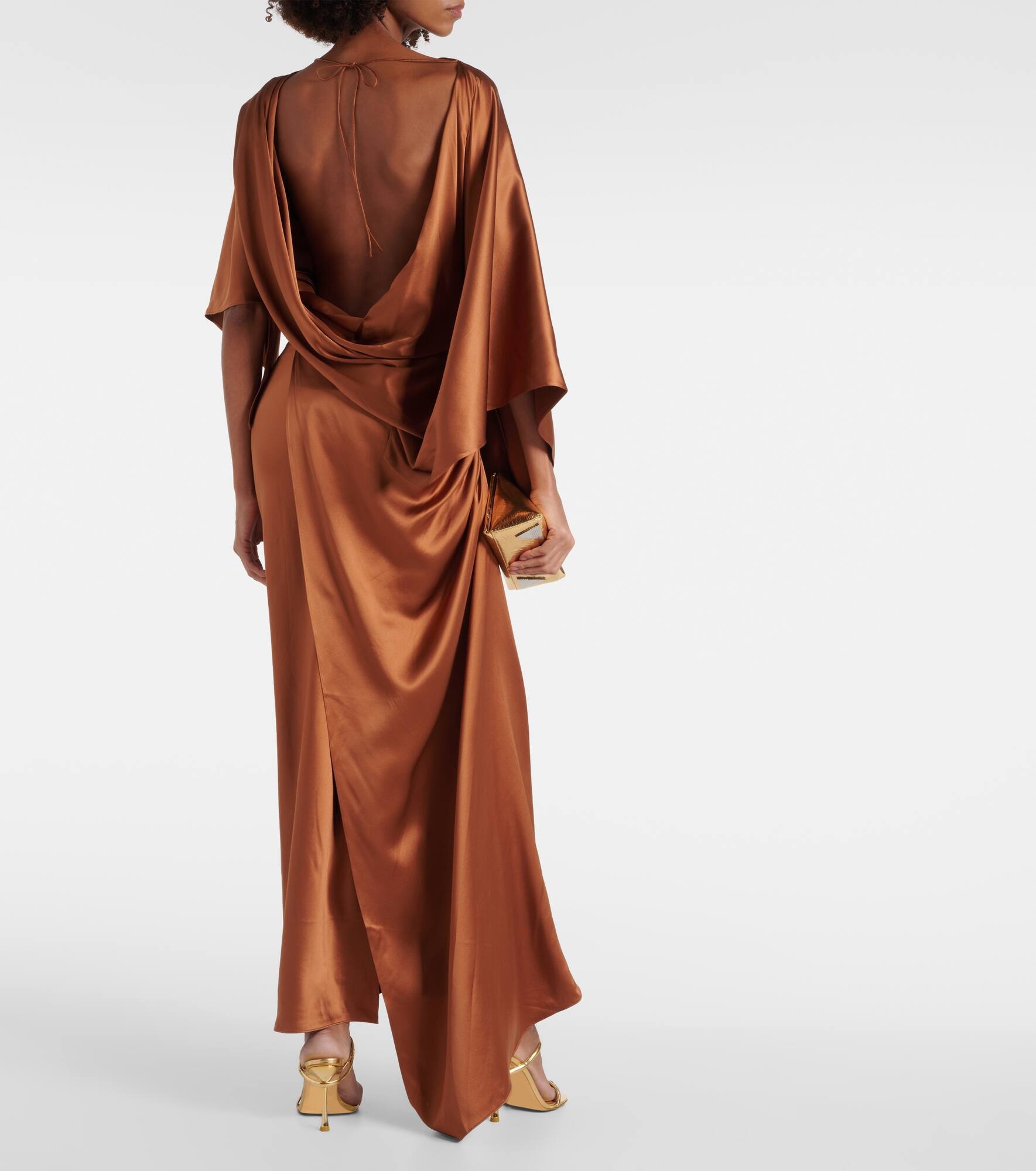 Cusco draped silk satin maxi dress - 3