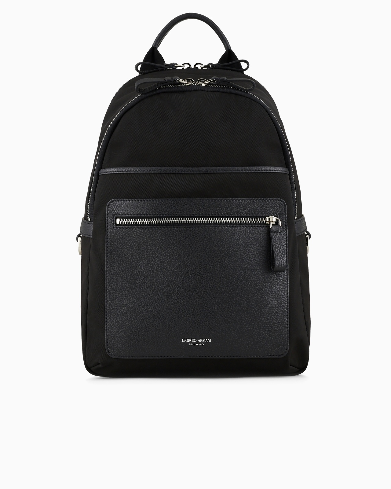 RECYCLED-NYLON AND PEBBLED-LEATHER BACKPACK - 1