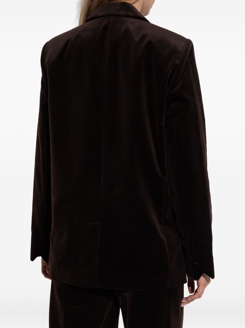 double-breasted velvet blazer - 4