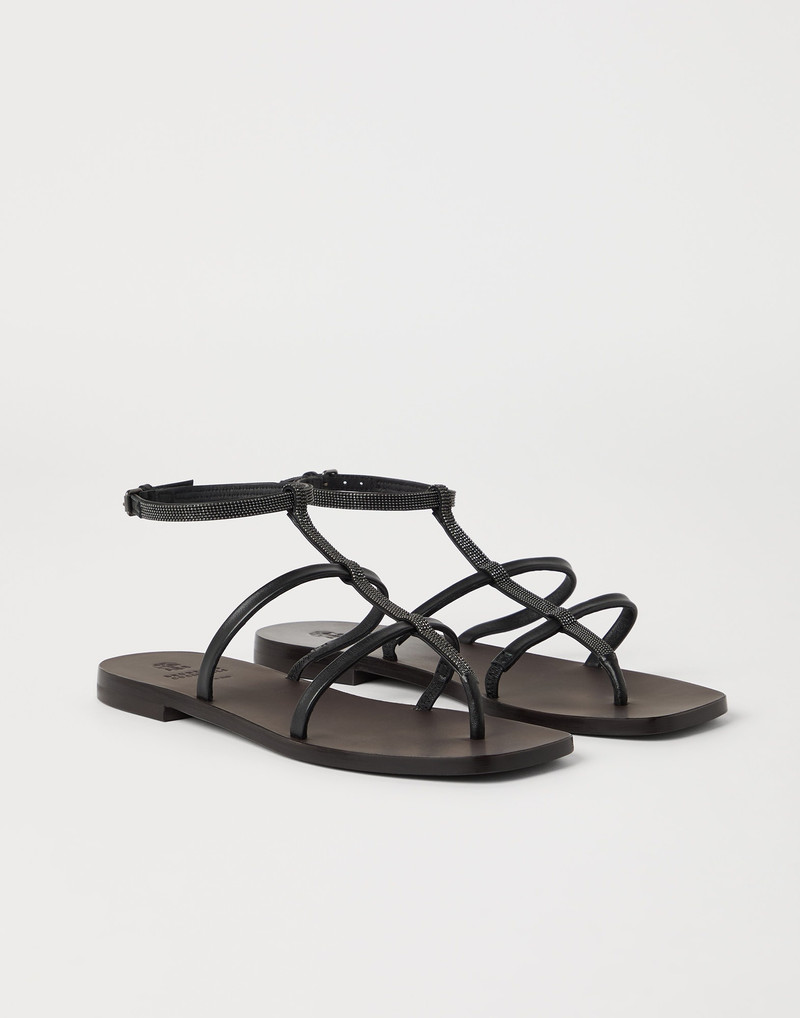 Nappa leather sandals with precious strap - 1