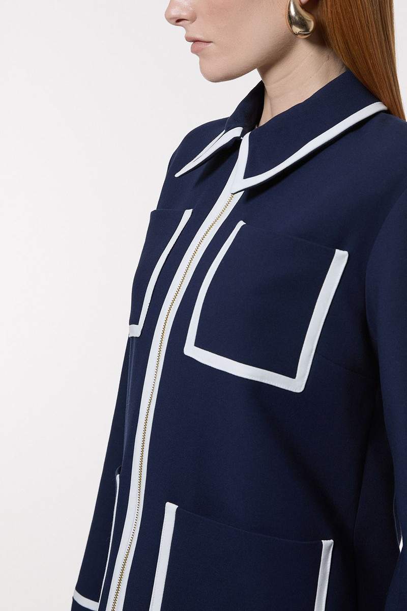 KAREN MILLEN Compact Stretch Tipped Pocketed Tailored Jacket outlook