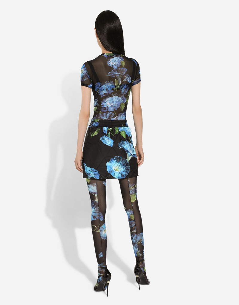 Fabric miniskirt with bluebell print 3