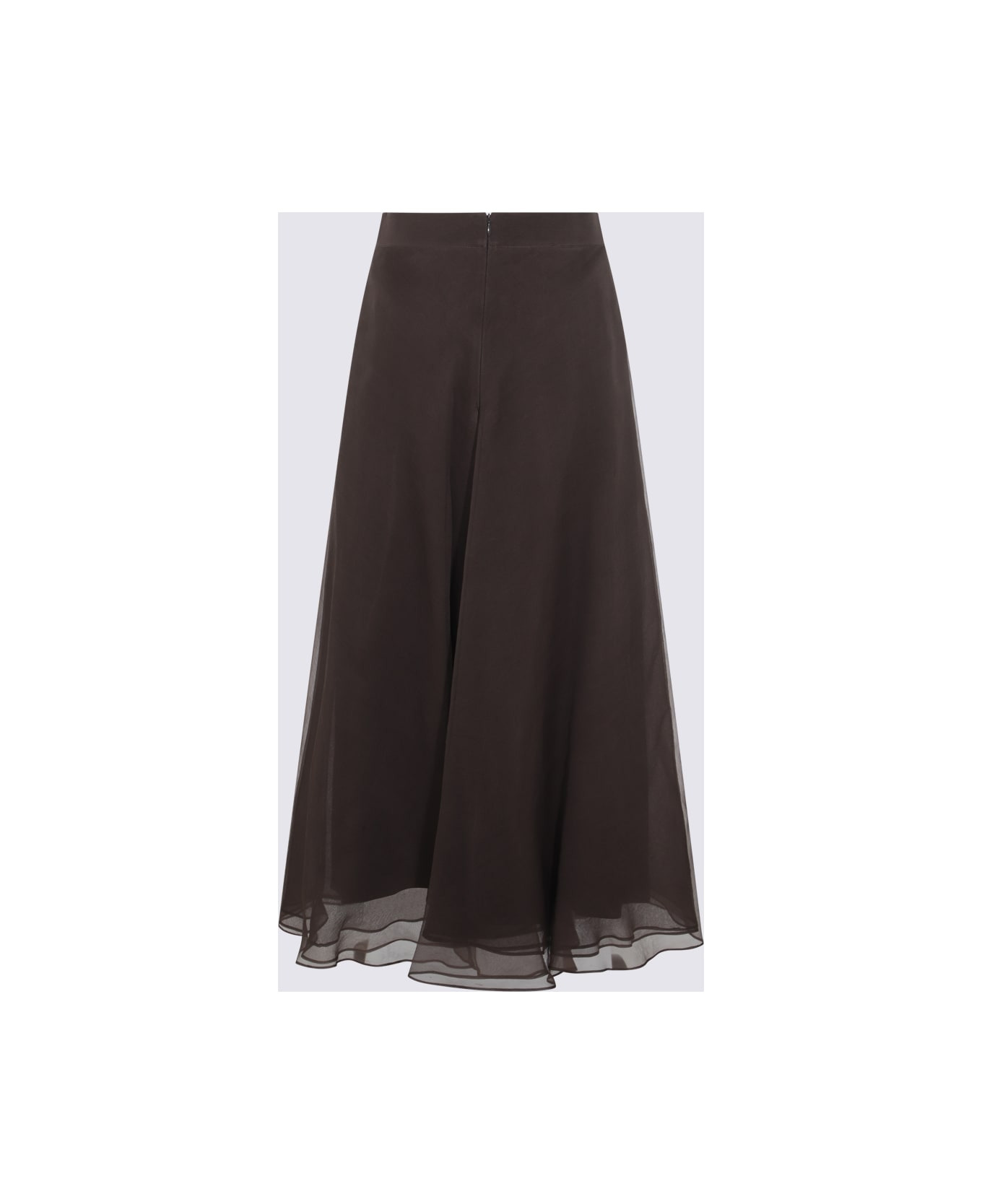 Dark Brown Silk Skirt - 2