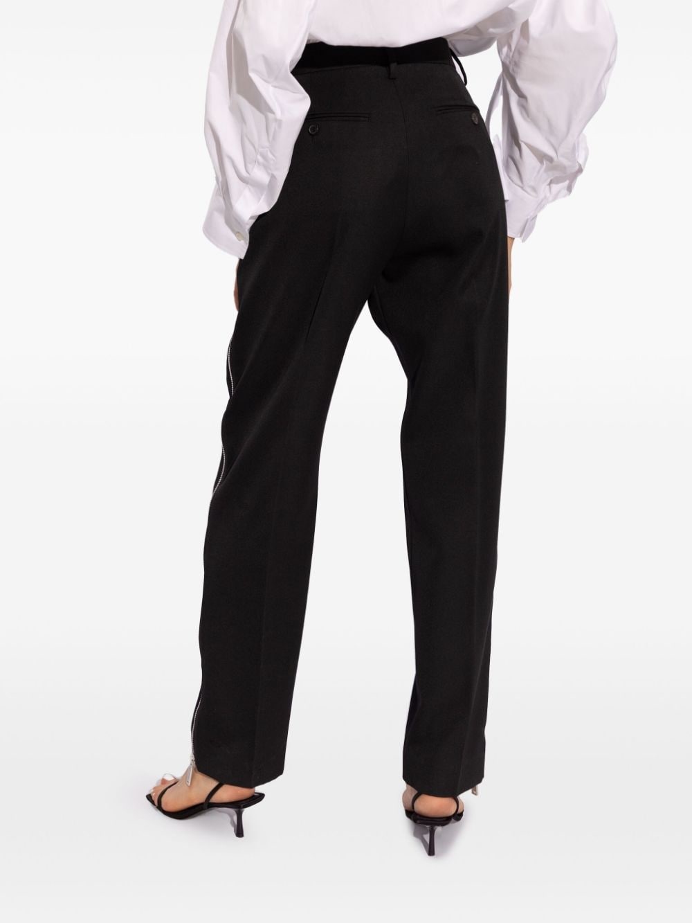 side zip-up virgin wool trousers - 4
