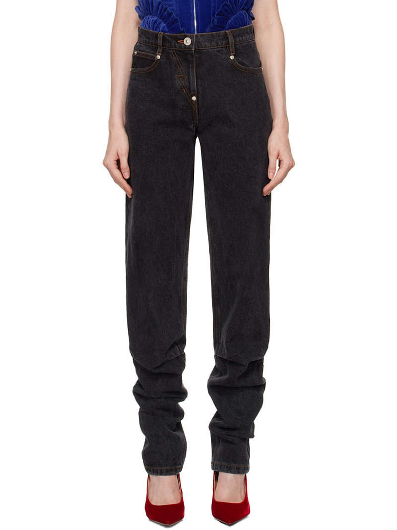 Black Tuck Detail Pegged Jeans 1