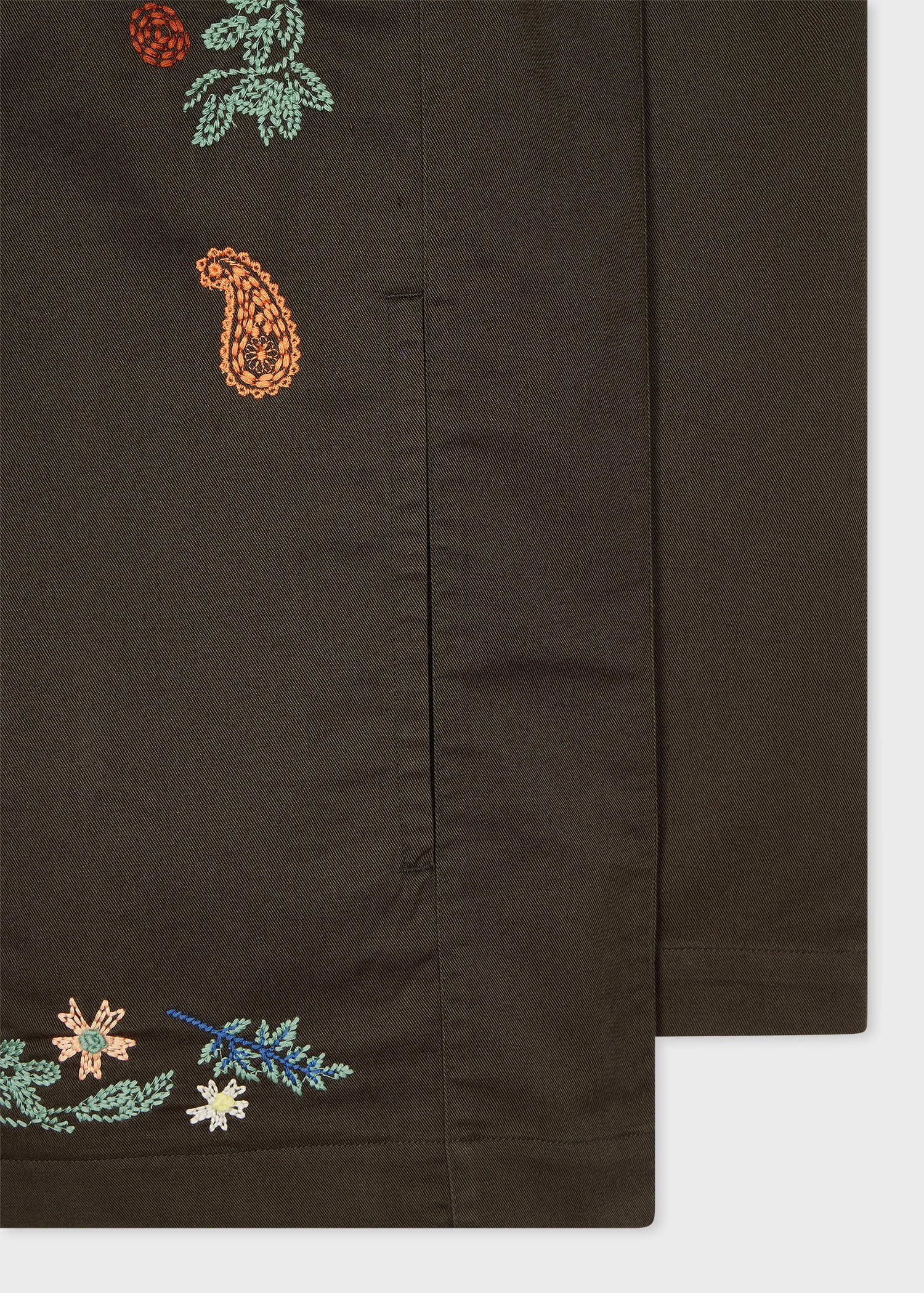 Dark Green Embroidered Paisley Overshirt - 2