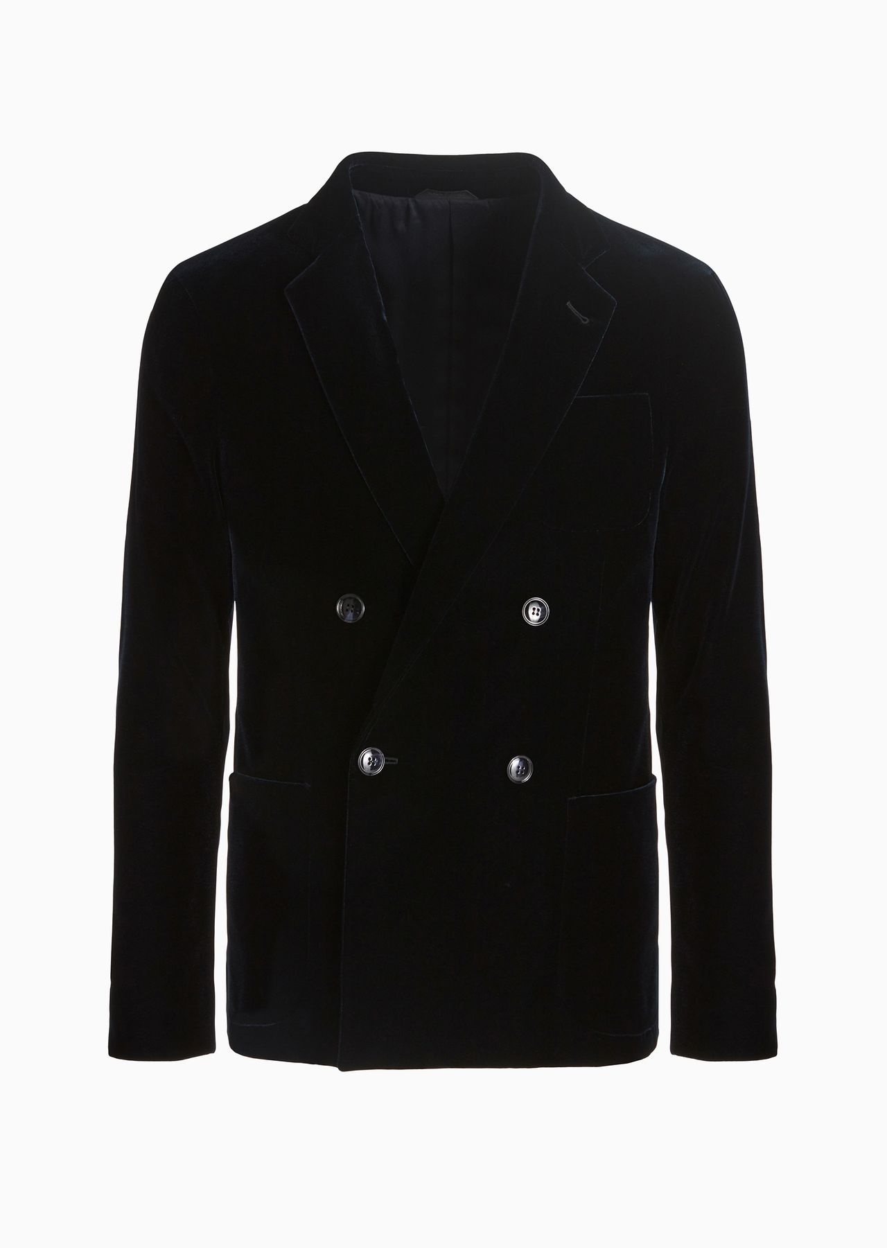 Double-breasted Upton jacket in stretch plain velvet - 1