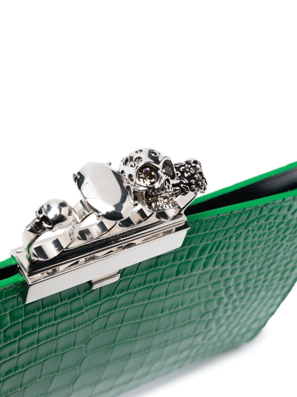 Jewelled crocodile-embossed clutch bag - 4