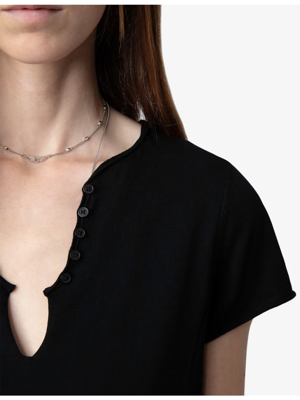 Regular-fit button-neck cotton T-shirt - 3