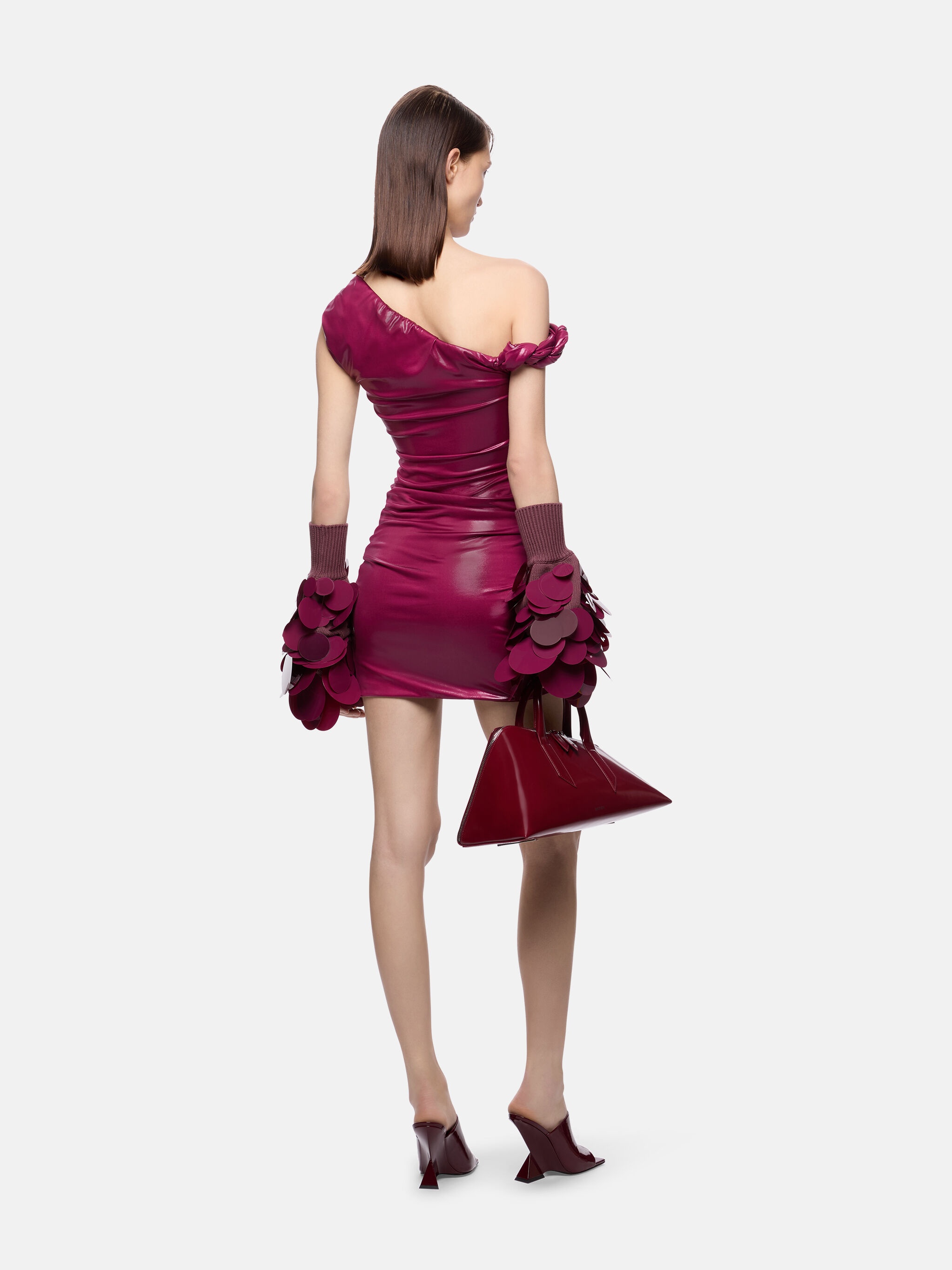 ''CASSIE'' WINE RED MINI DRESS - 3