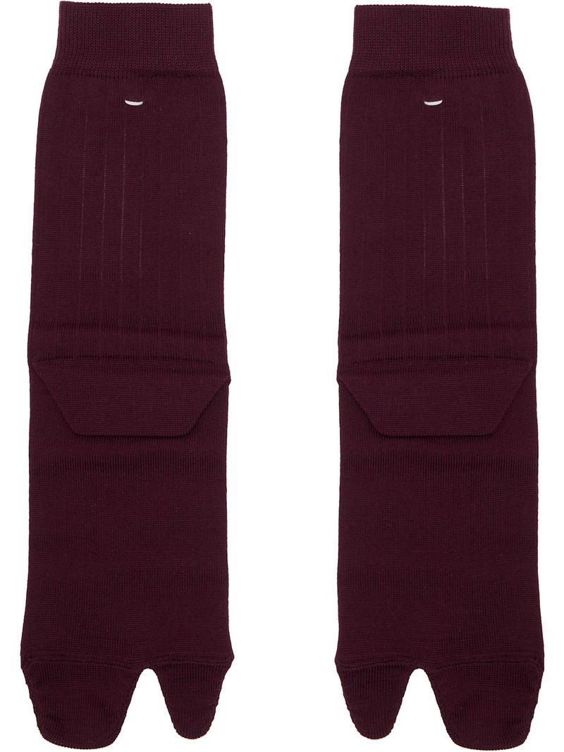 Maison Margiela Burgundy Tabi Socks outlook