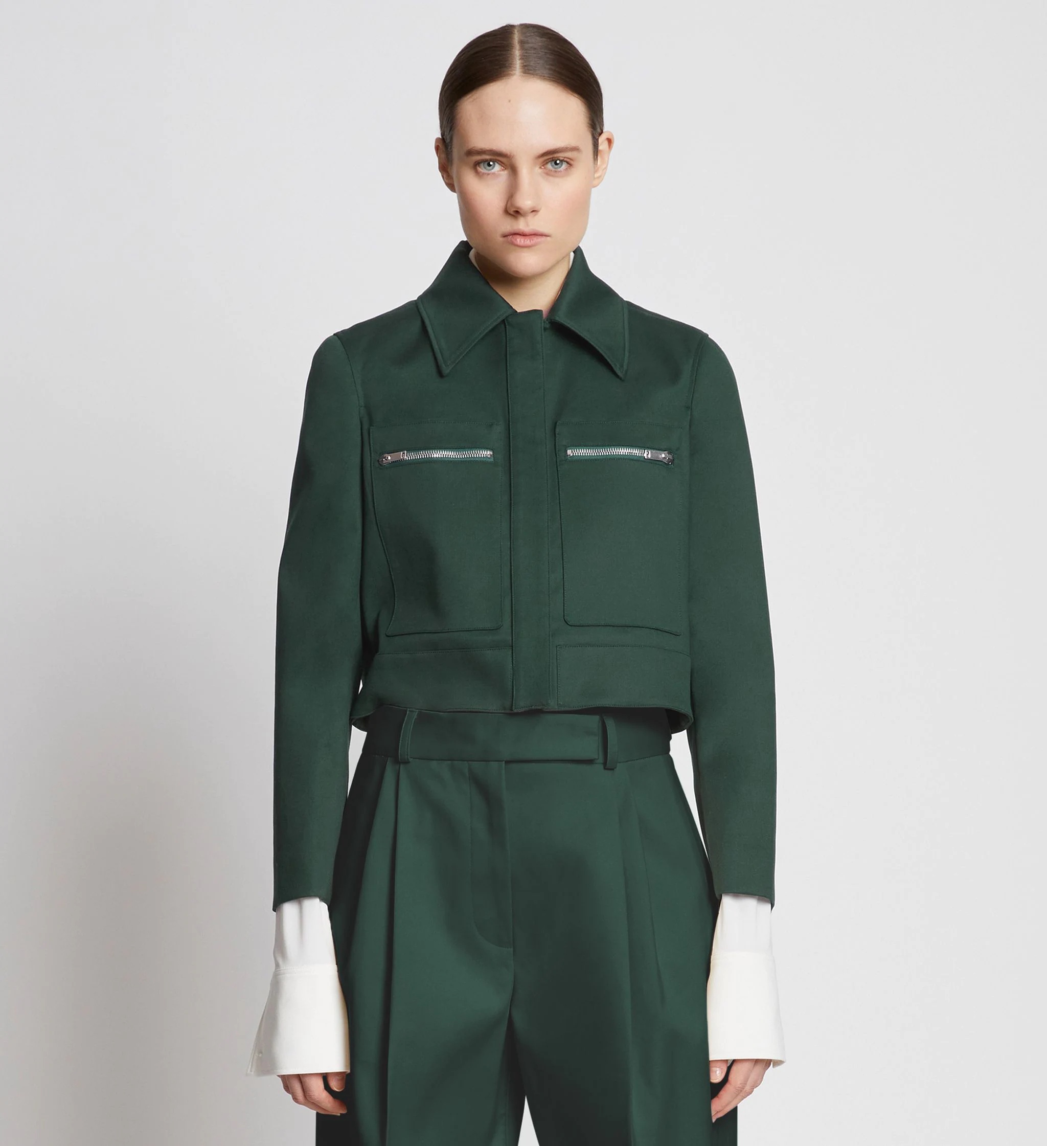 Cotton Gabardine Cropped Jacket - 2