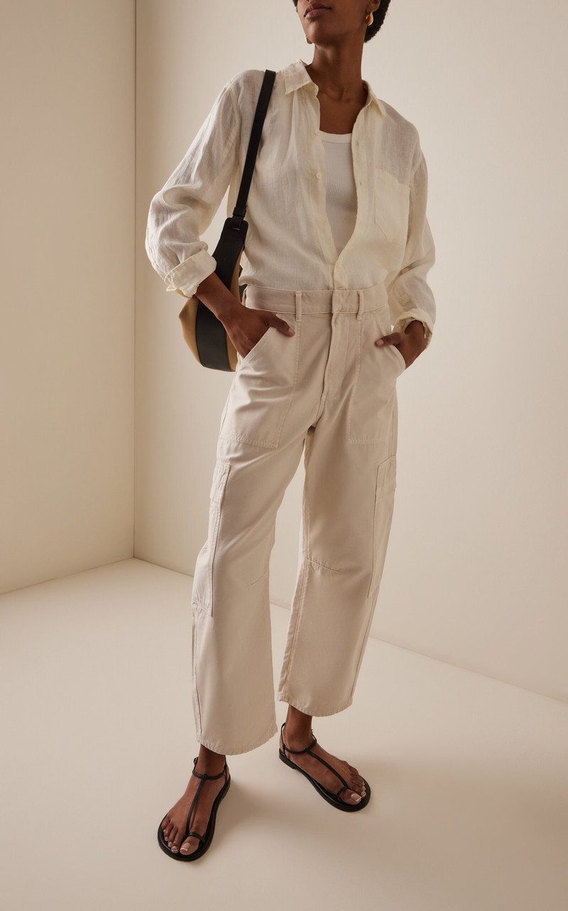 Citizens of Humanity Kayla Shrunken Linen Shirt ivory outlook