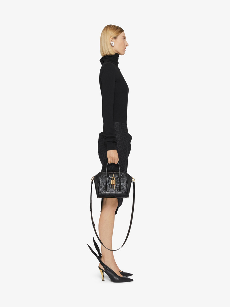 Givenchy MINI ANTIGONA LOCK BAG IN CROCODILE EFFECT LEATHER outlook