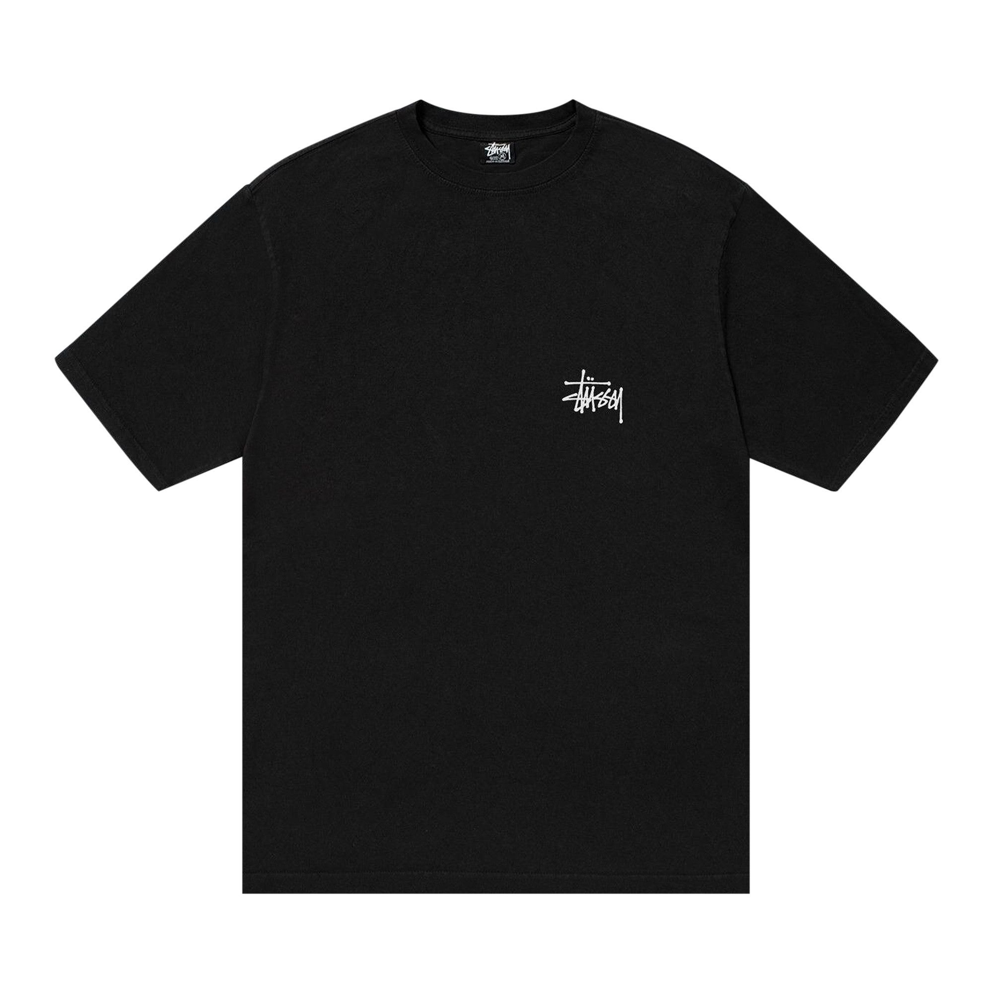 Stussy Basic Pigment Dyed Logo Tee 'Black' - 1