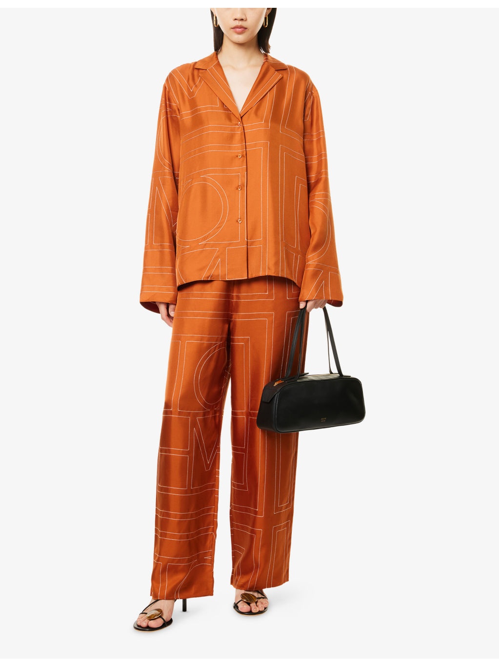 Monogram-Stitch Silk Pyjama-Style Top - 2