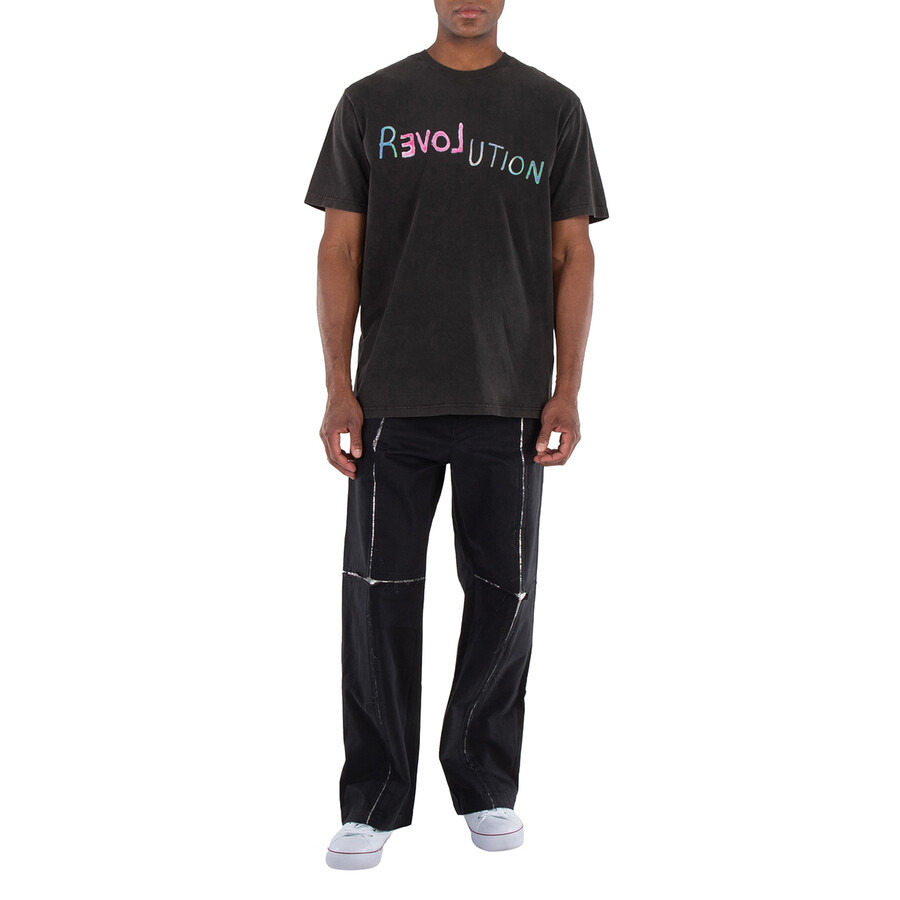 Bluemarble Men's Black Revolution Text-Print Cotton T-Shirt - 9