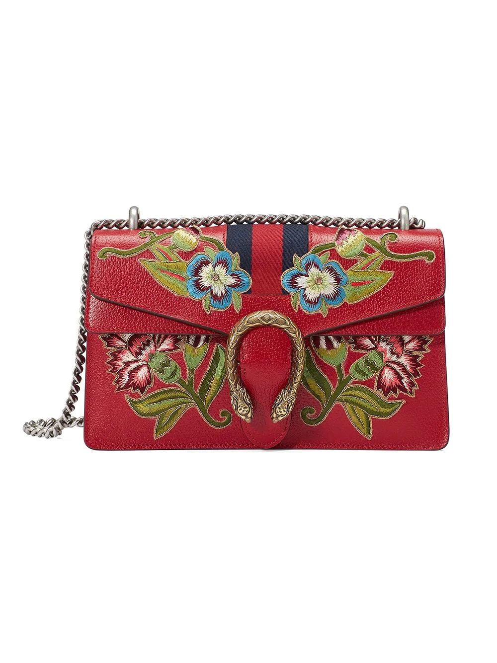 Dionysus embroidered leather shoulder bag - 1