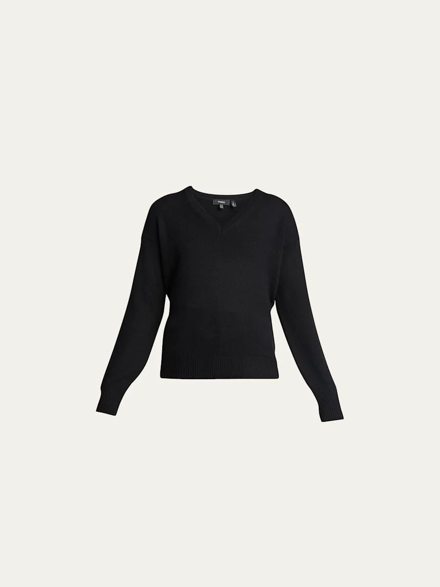 V-Neck Easy Cashmere Pullover - 1