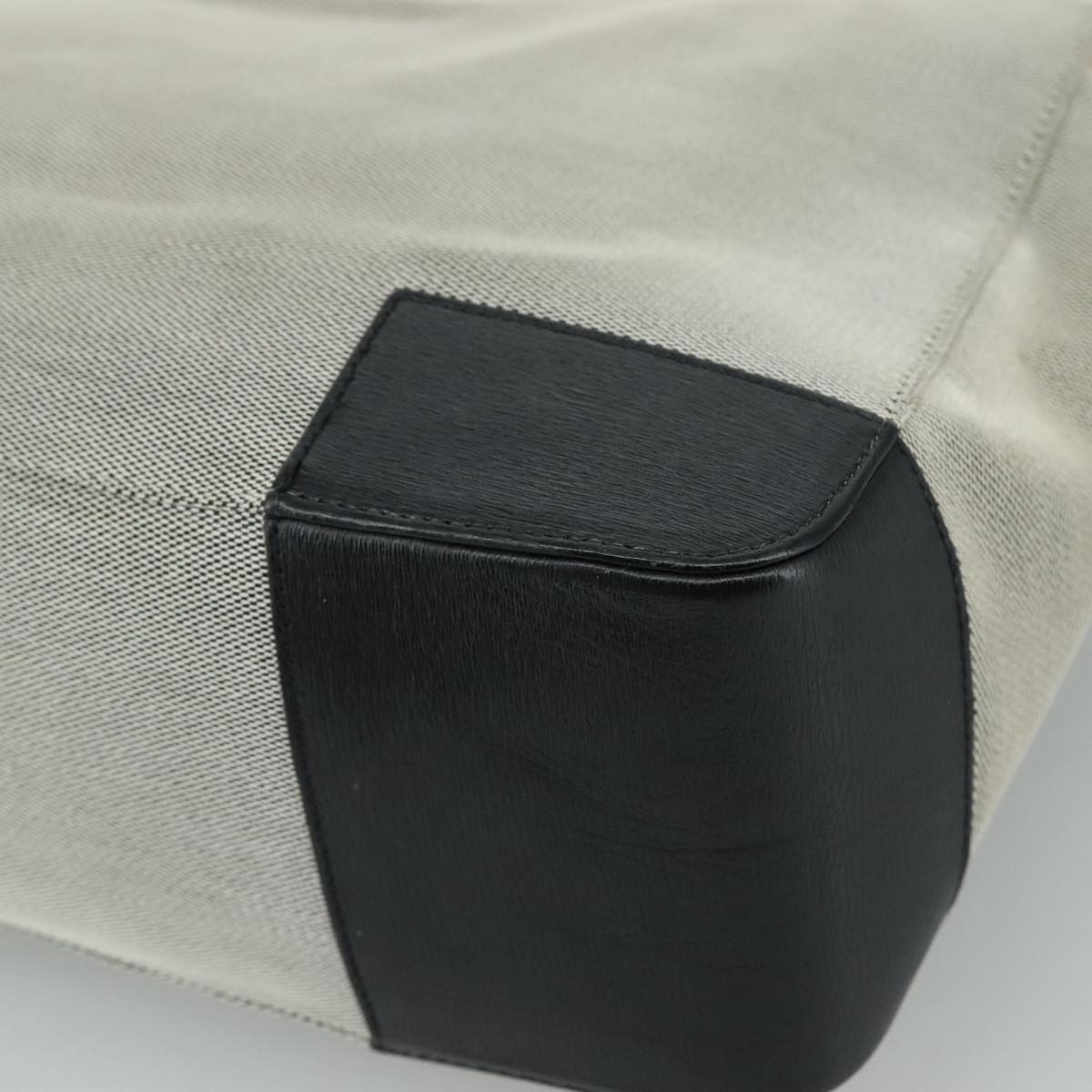 GUCCI Hand Bag Canvas Leather Gray Black Gold - 12