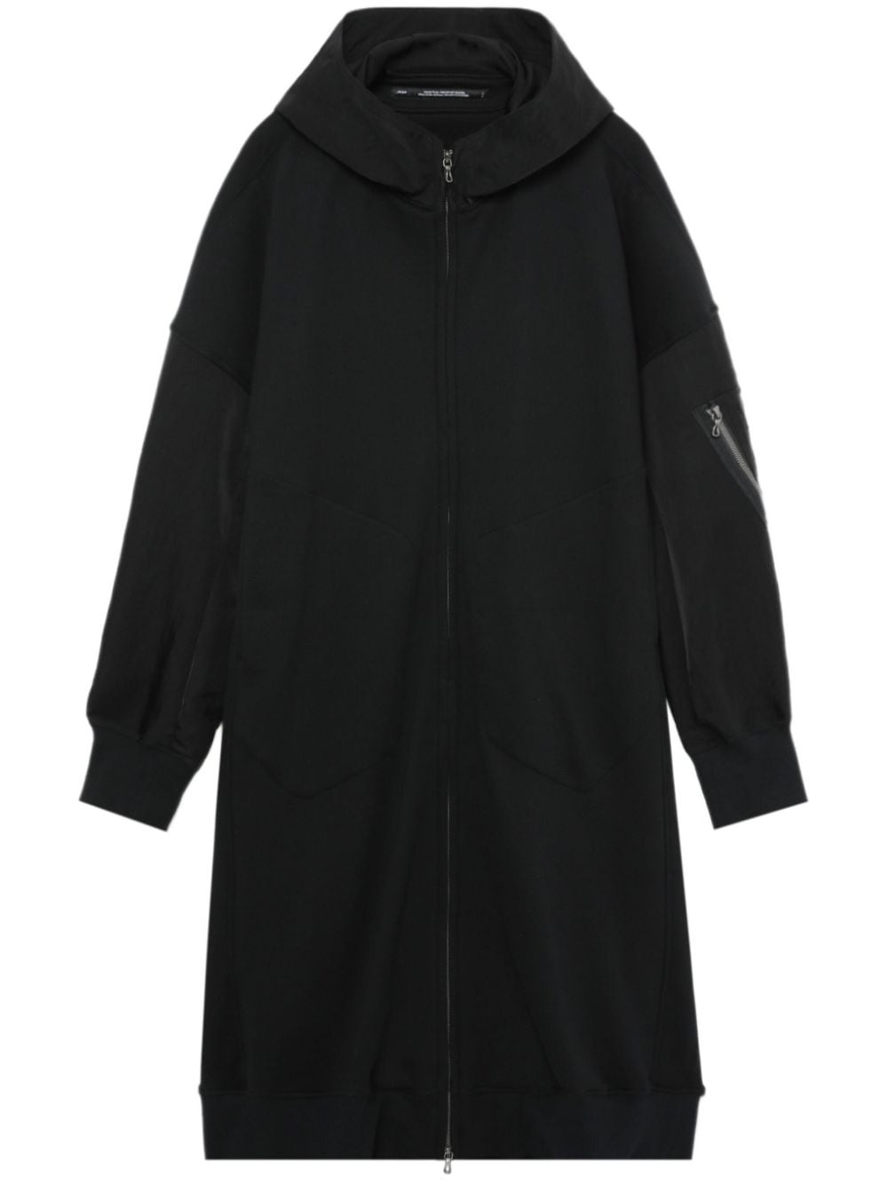 hooded drop-shoulder coat - 1