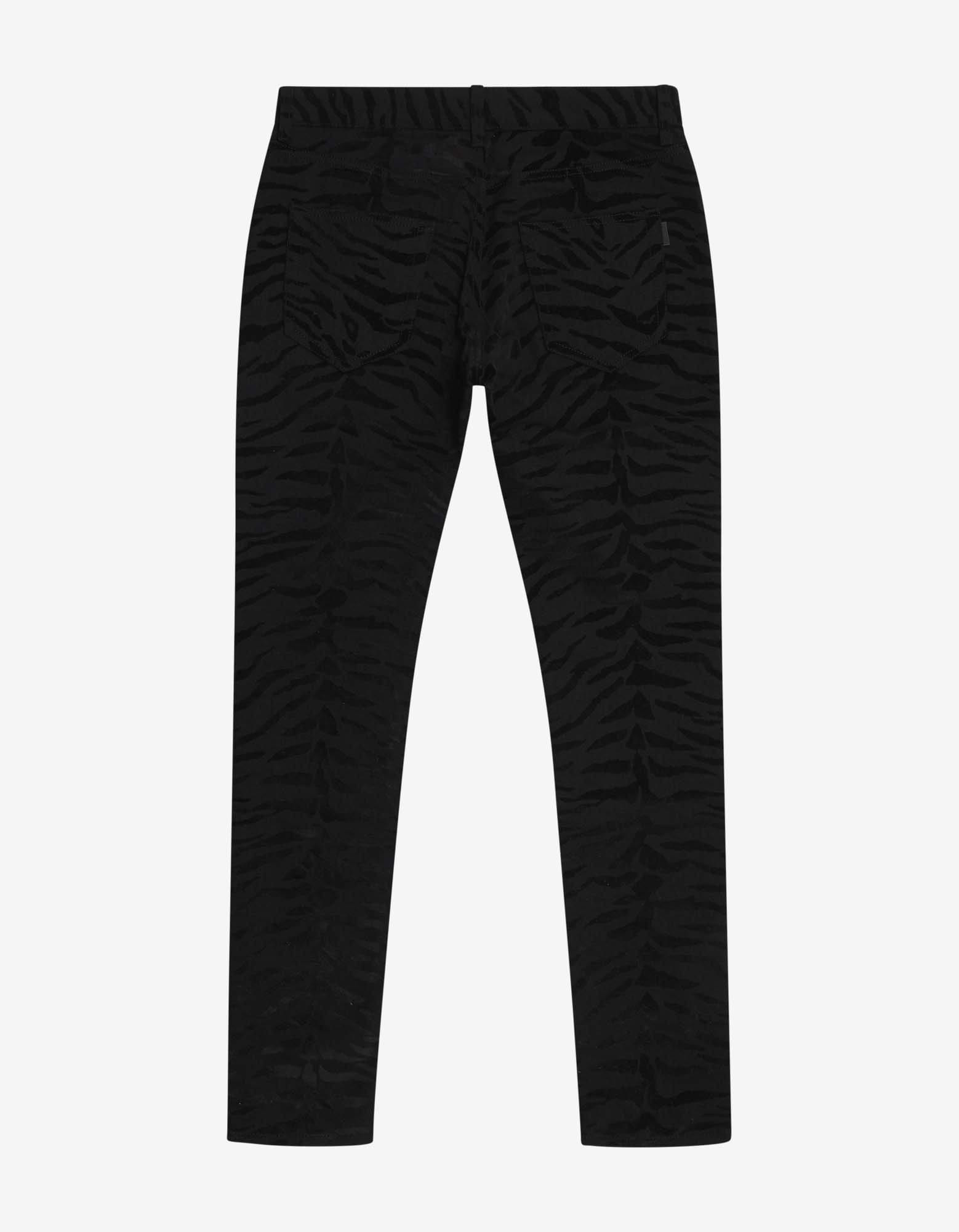 Saint Laurent Black Zebra Print Skinny Jeans - 2