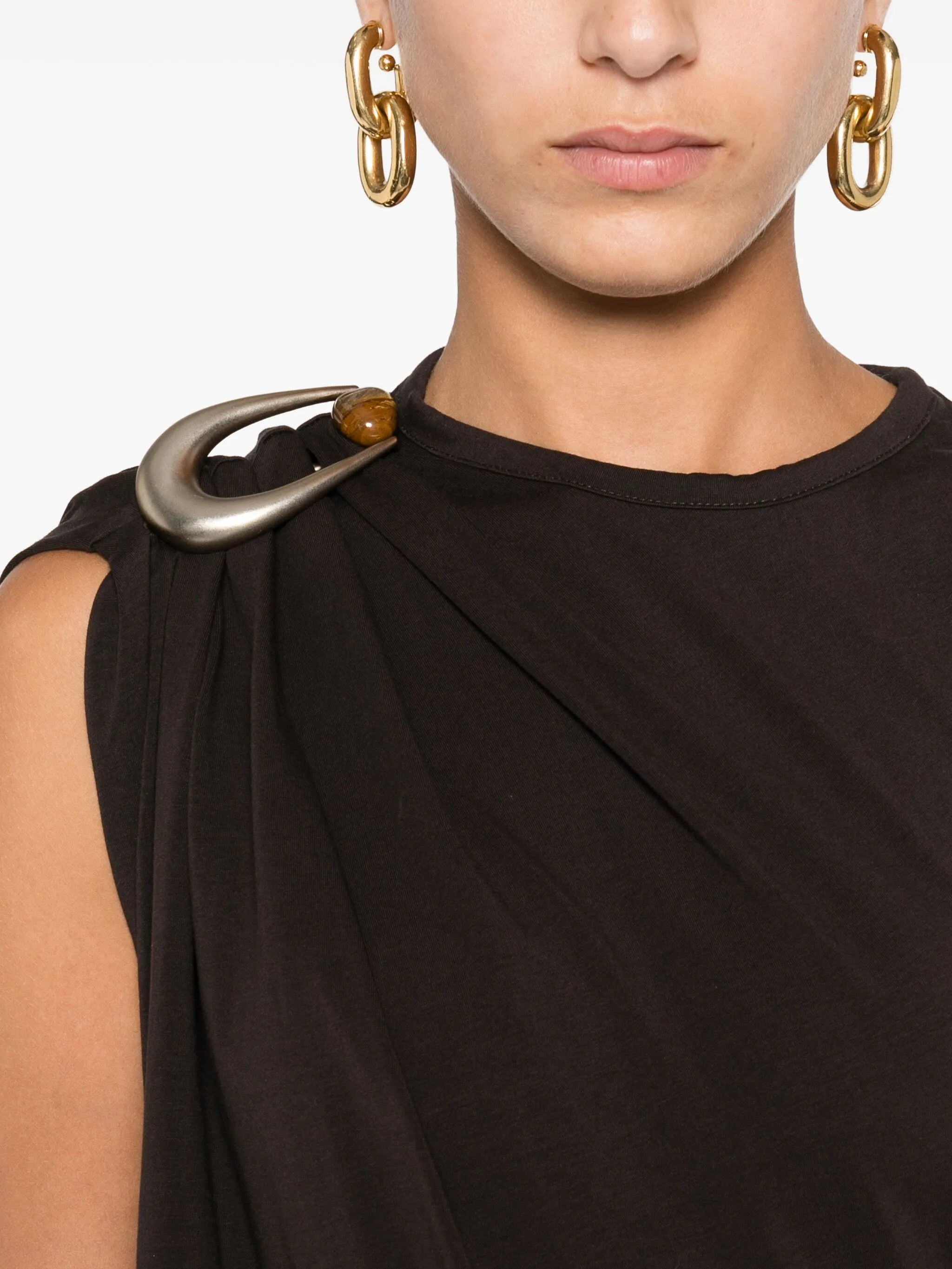 draped ring-detail maxi dress - 5