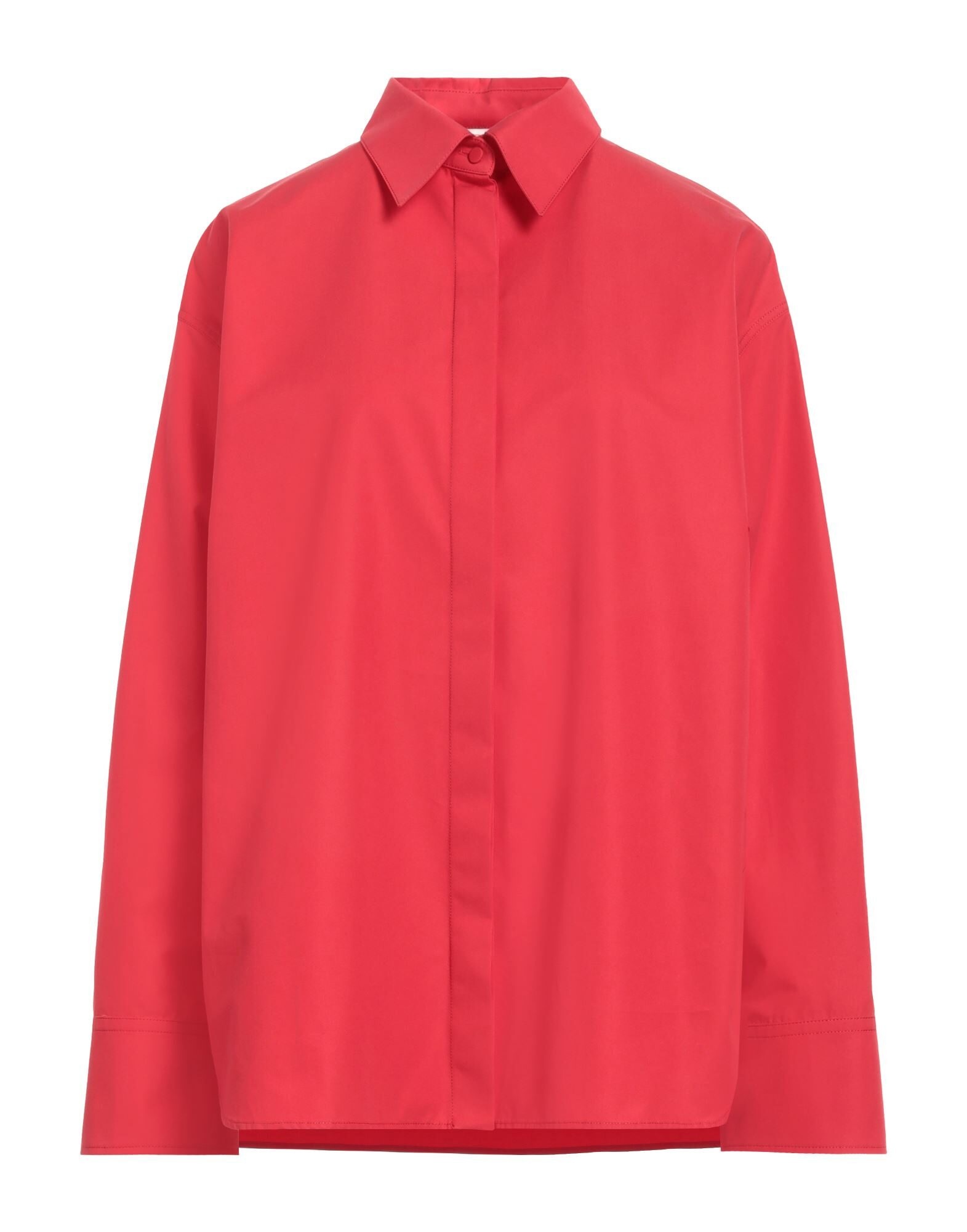 Red Women's Solid Color Shirts & Blouses - 1