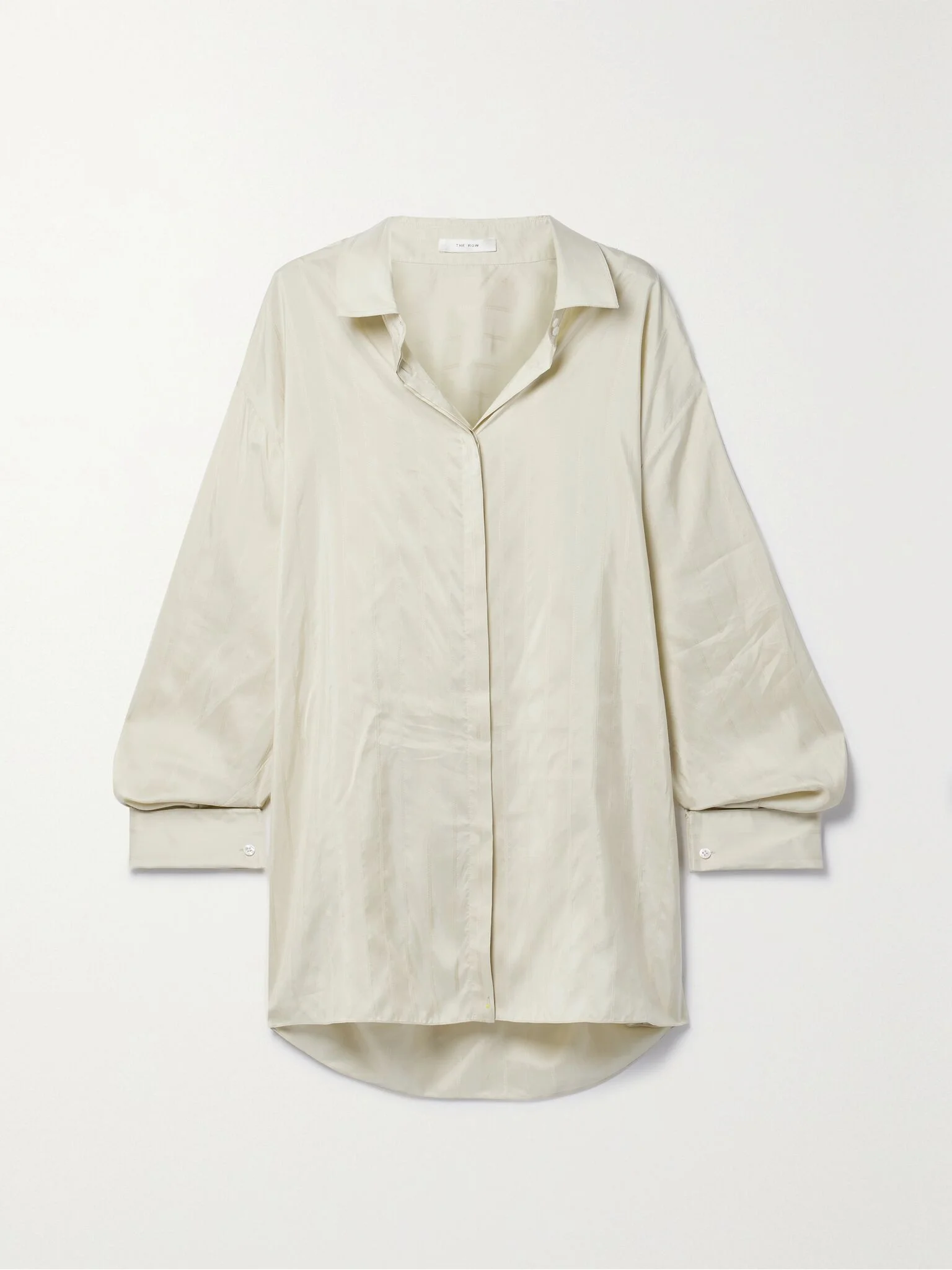Nomoon oversized embroidered striped silk shirt Off-white - 1
