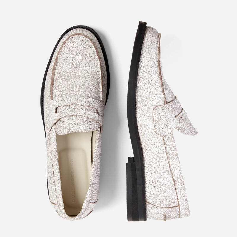 Wilde White Cracked Penny Loafer - Men's 5