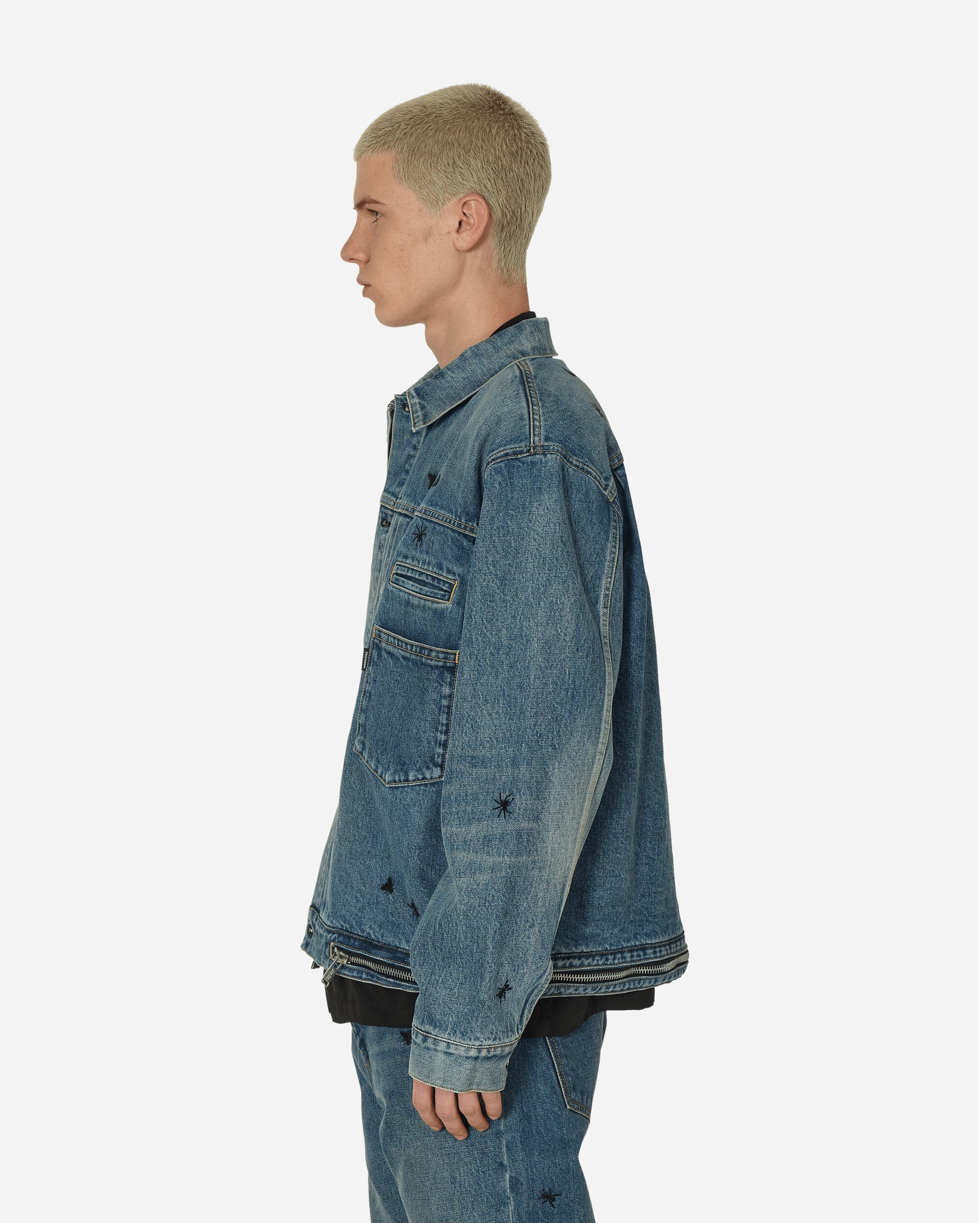 Embroidered Denim Jacket Light Blue Indigo - 2