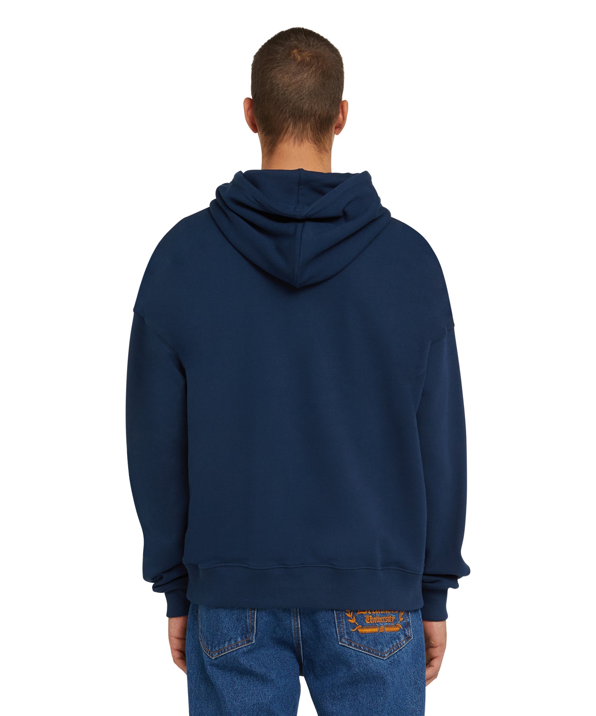 Felpa con cappuccio in cotone con logo pennellato MSGM - 3