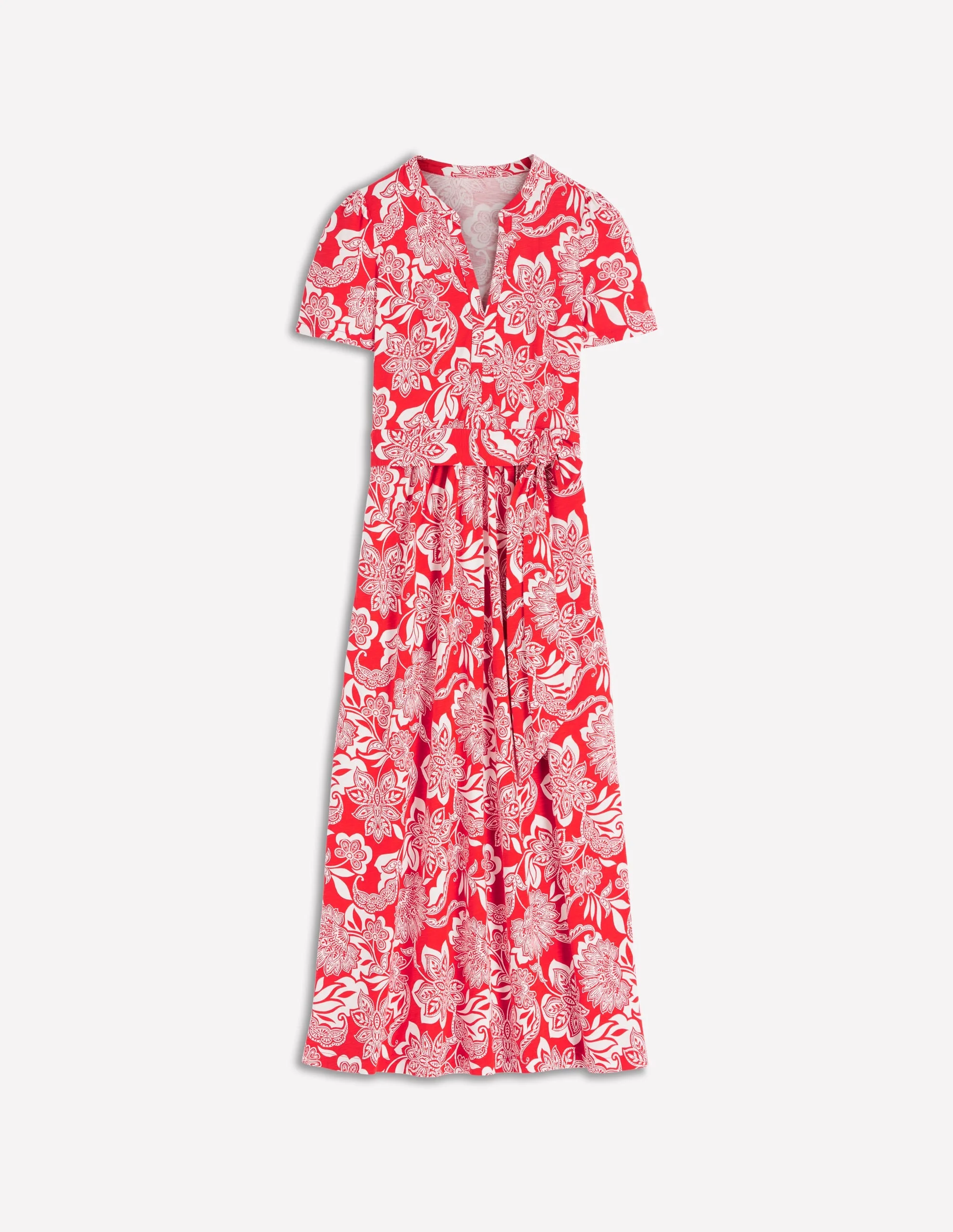 Naomi Jersey Midi Dress-Blood Orange, Elegant Blossom - 1