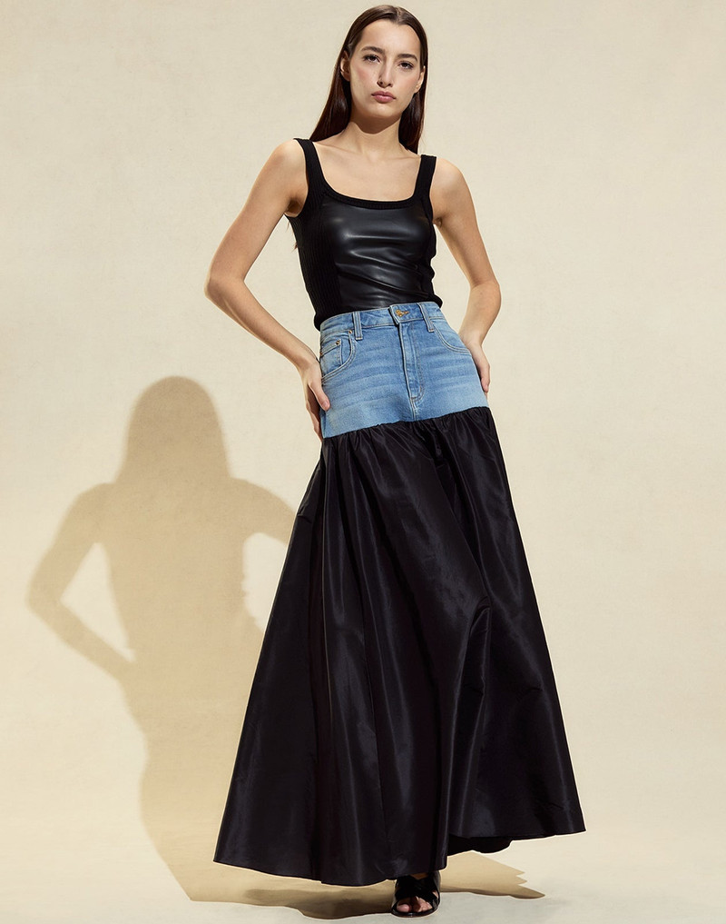 CYNTHIA ROWLEY Tribeca Vegan Leather Combo Top outlook