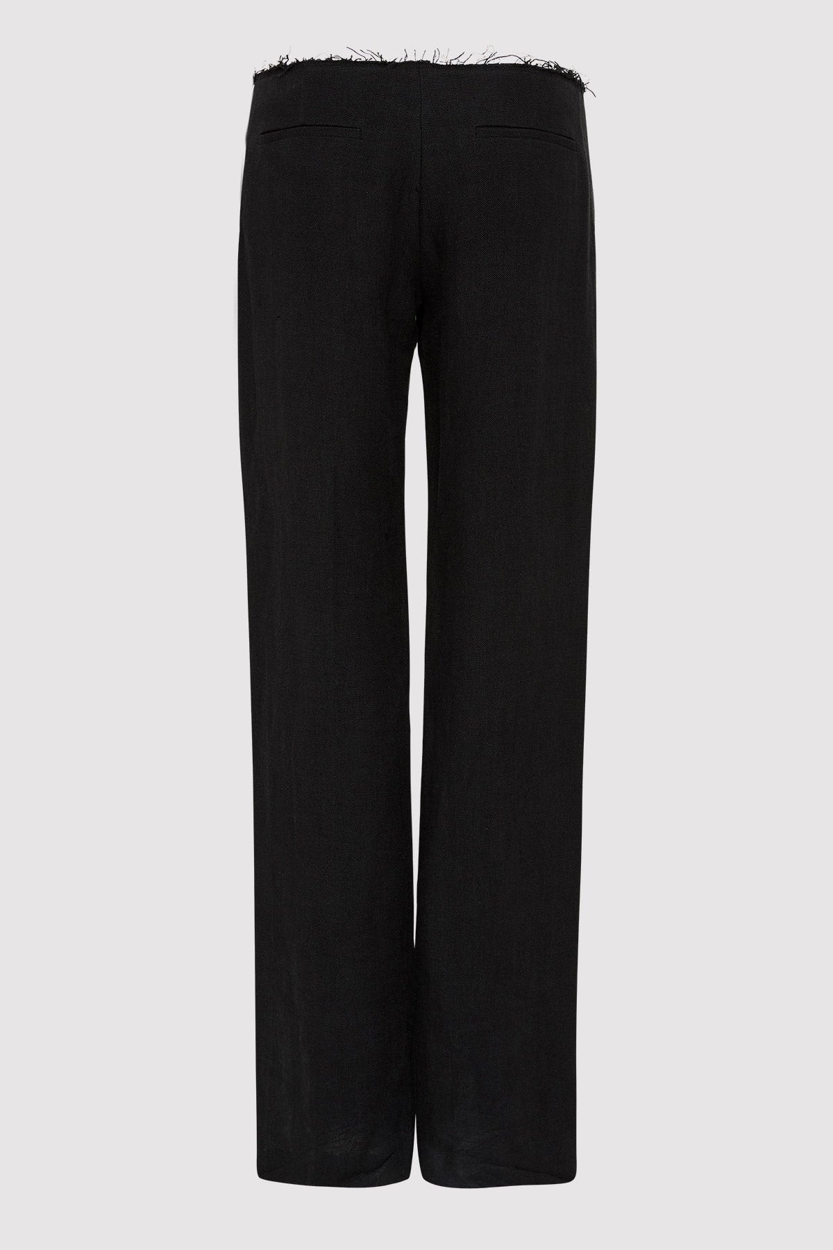 Low Waist Raw Edge Pants - Black - 4